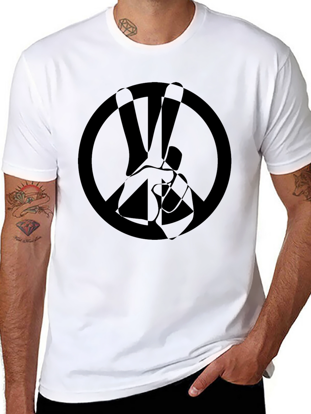 Peace Sign Graphic Black T-Shirt