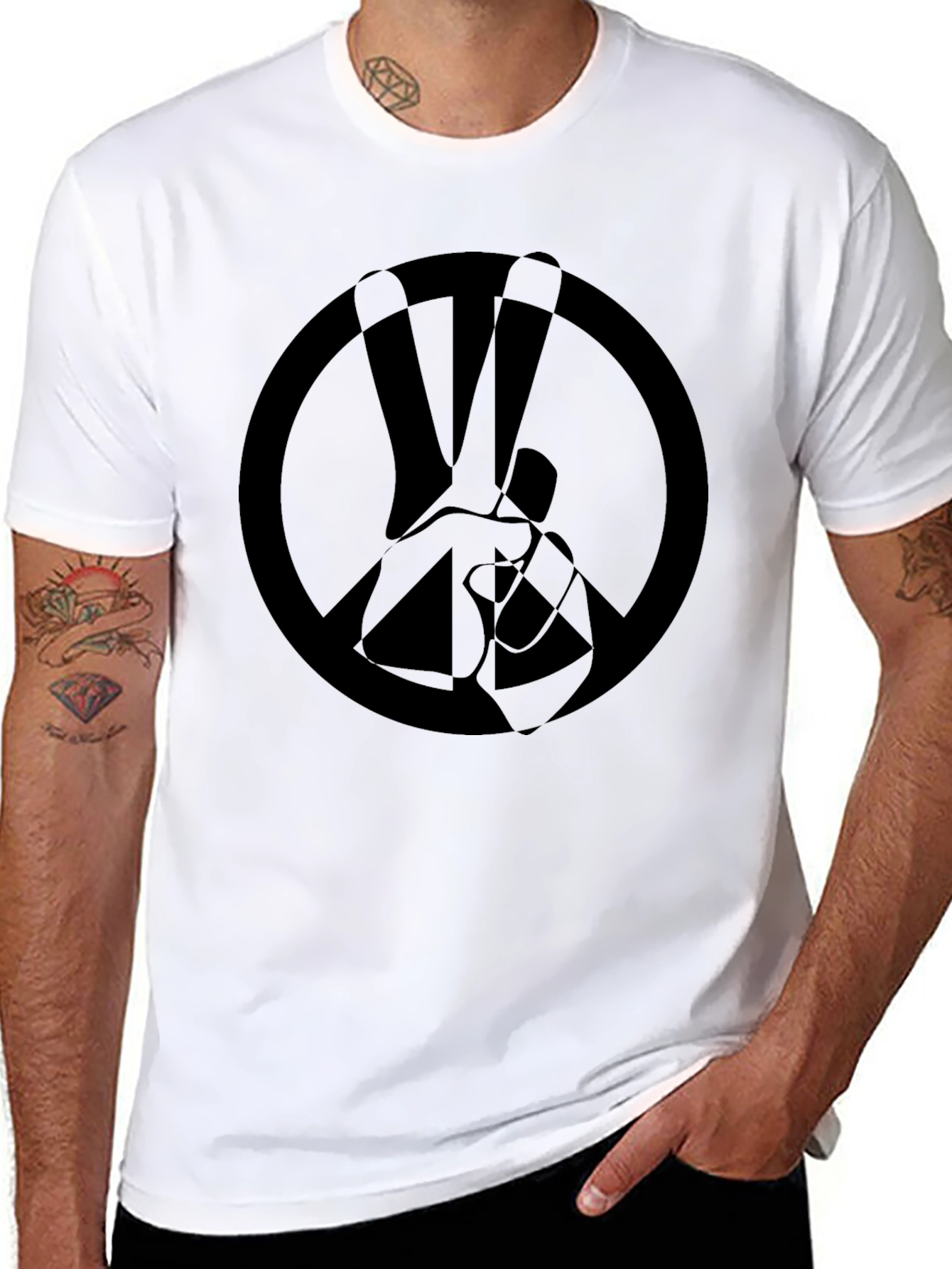 Peace Sign Graphic Black T-Shirt