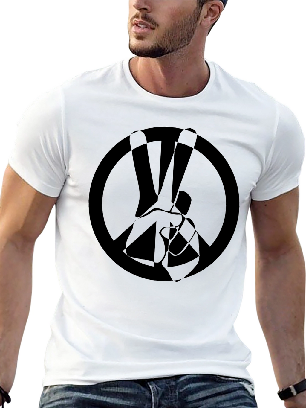 Peace Sign Graphic Black T-Shirt