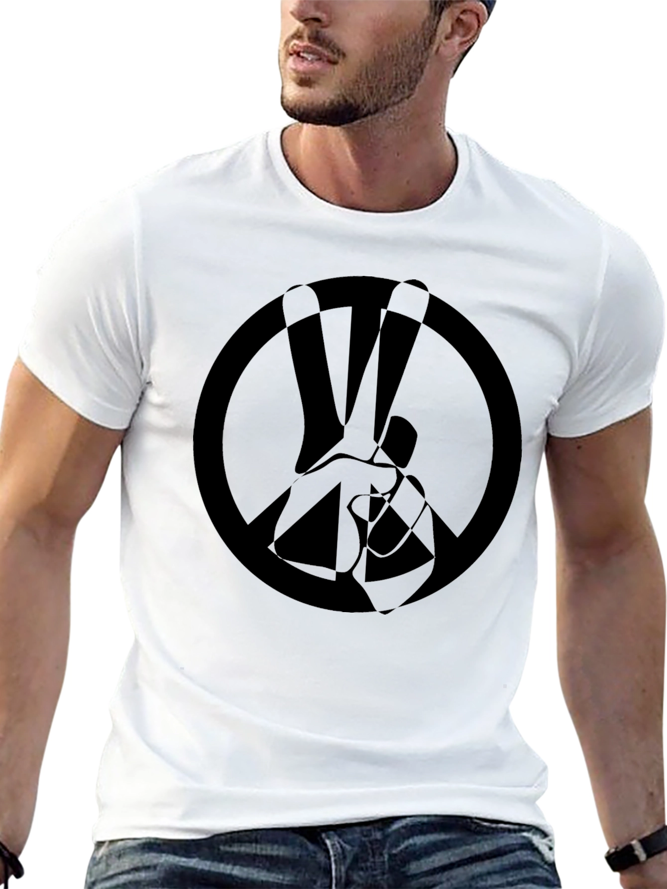 Peace Sign Graphic Black T-Shirt