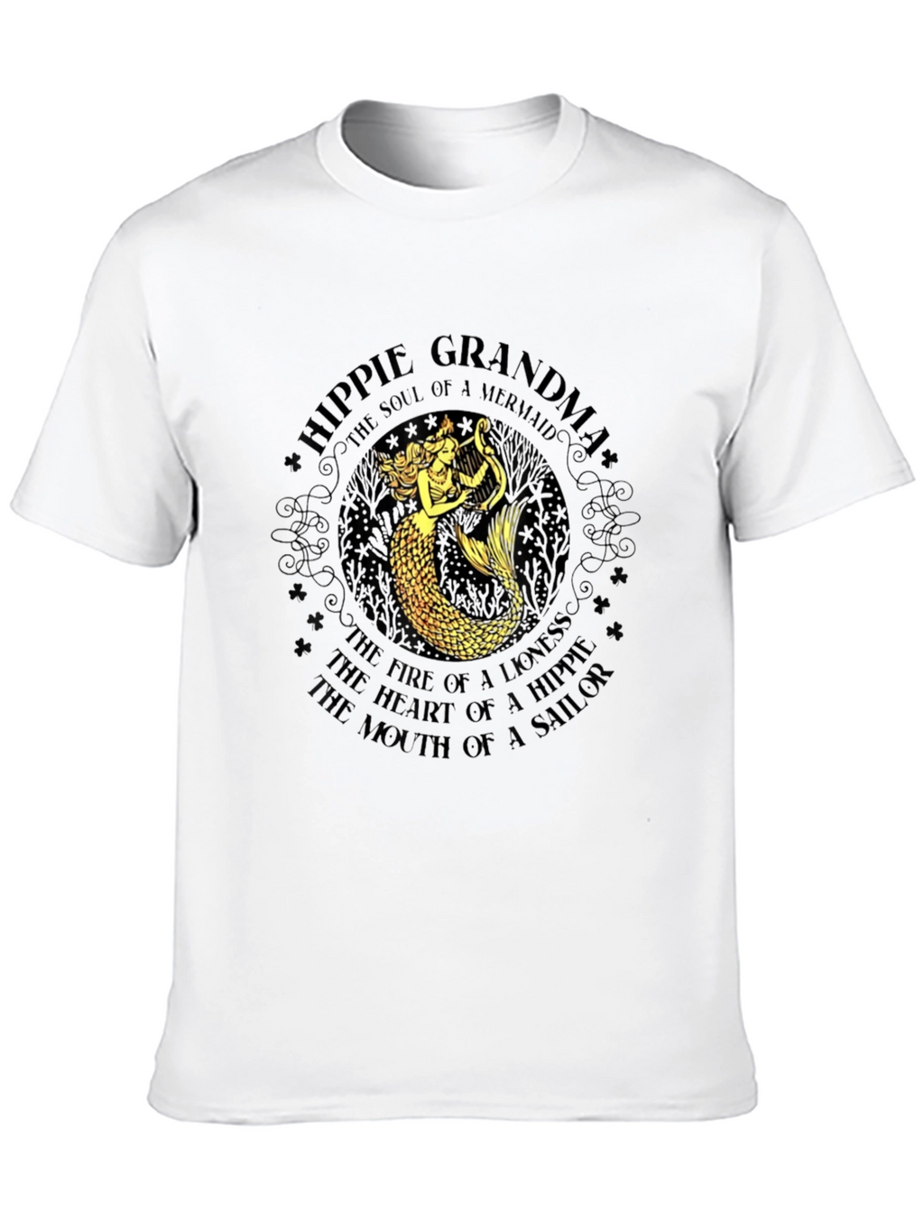 Hippie Grandma Mermaid Graphic T-Shirt