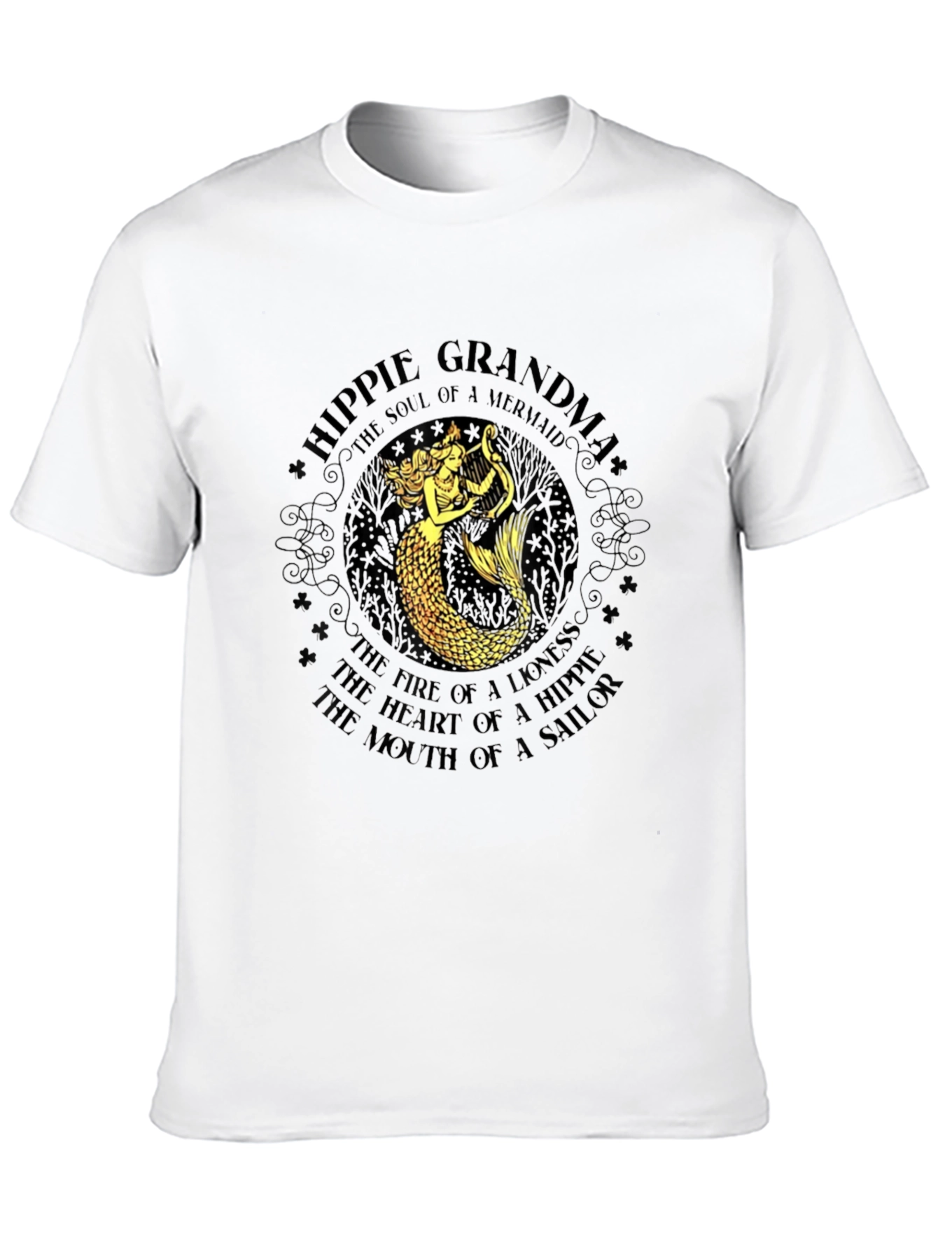 Hippie Grandma Mermaid Graphic T-Shirt