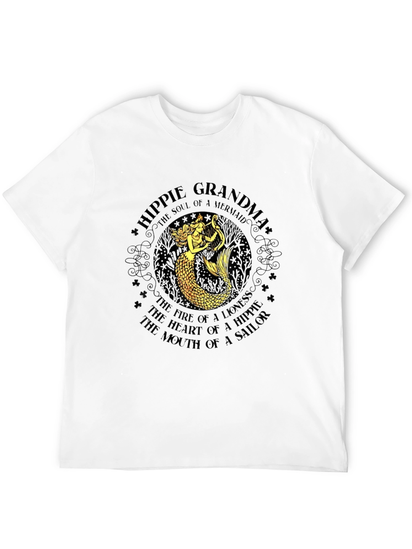 Hippie Grandma Mermaid Graphic T-Shirt