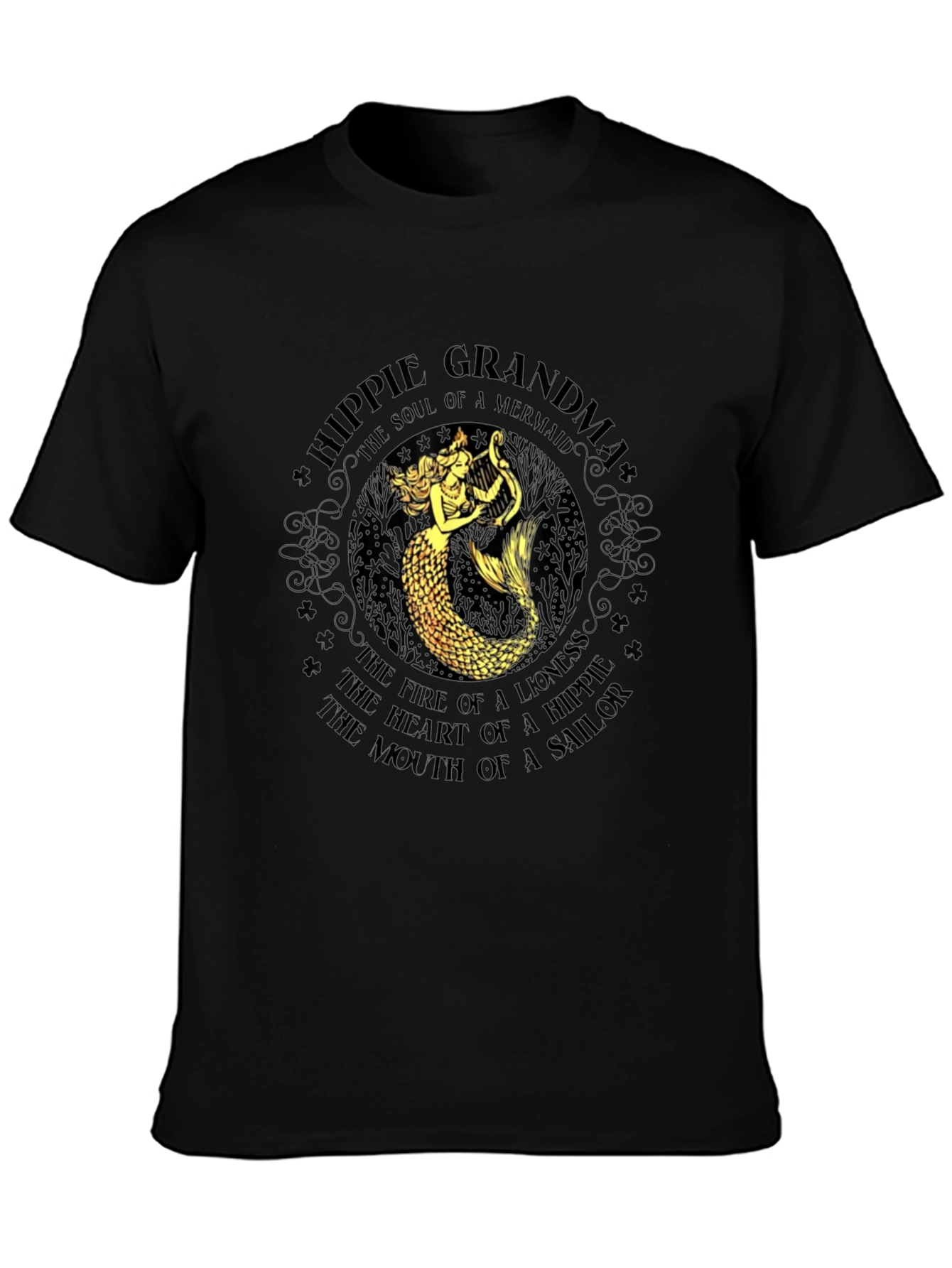 Hippie Grandma Mermaid Graphic T-Shirt