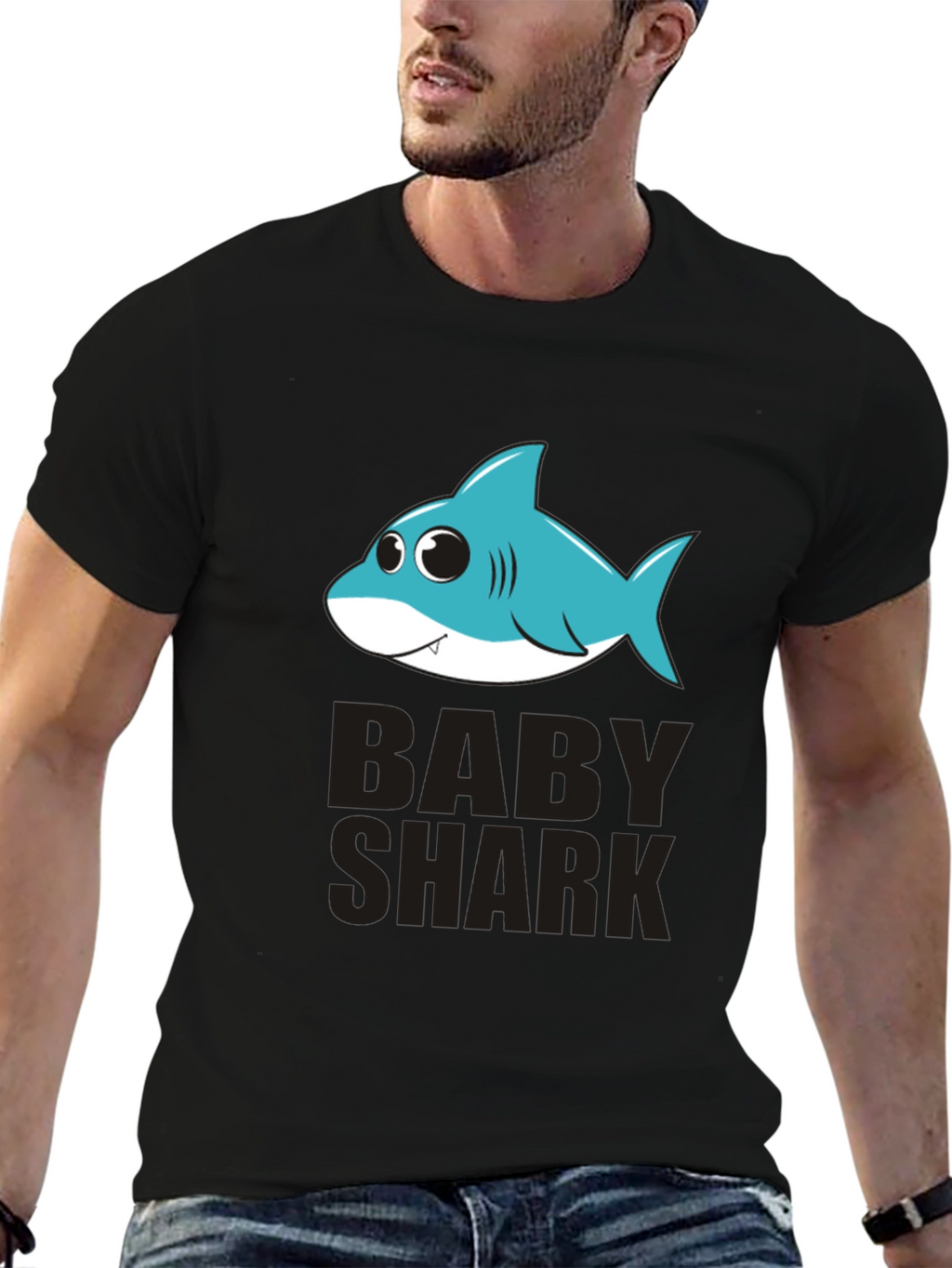 Baby Shark Graphic Tee - Black Cotton T-Shirt
