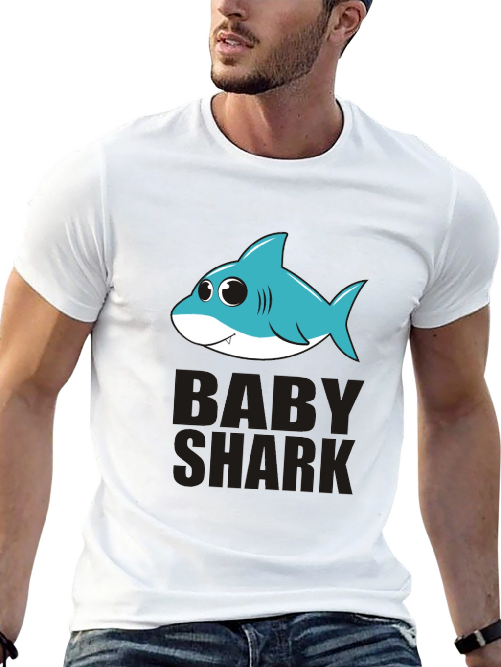 Baby Shark Graphic Tee - Black Cotton T-Shirt