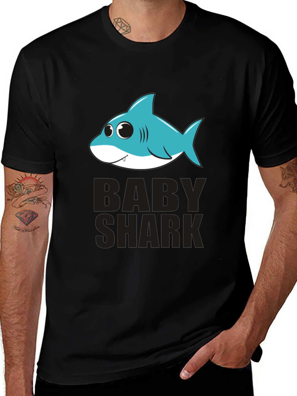 Baby Shark Graphic Tee - Black Cotton T-Shirt