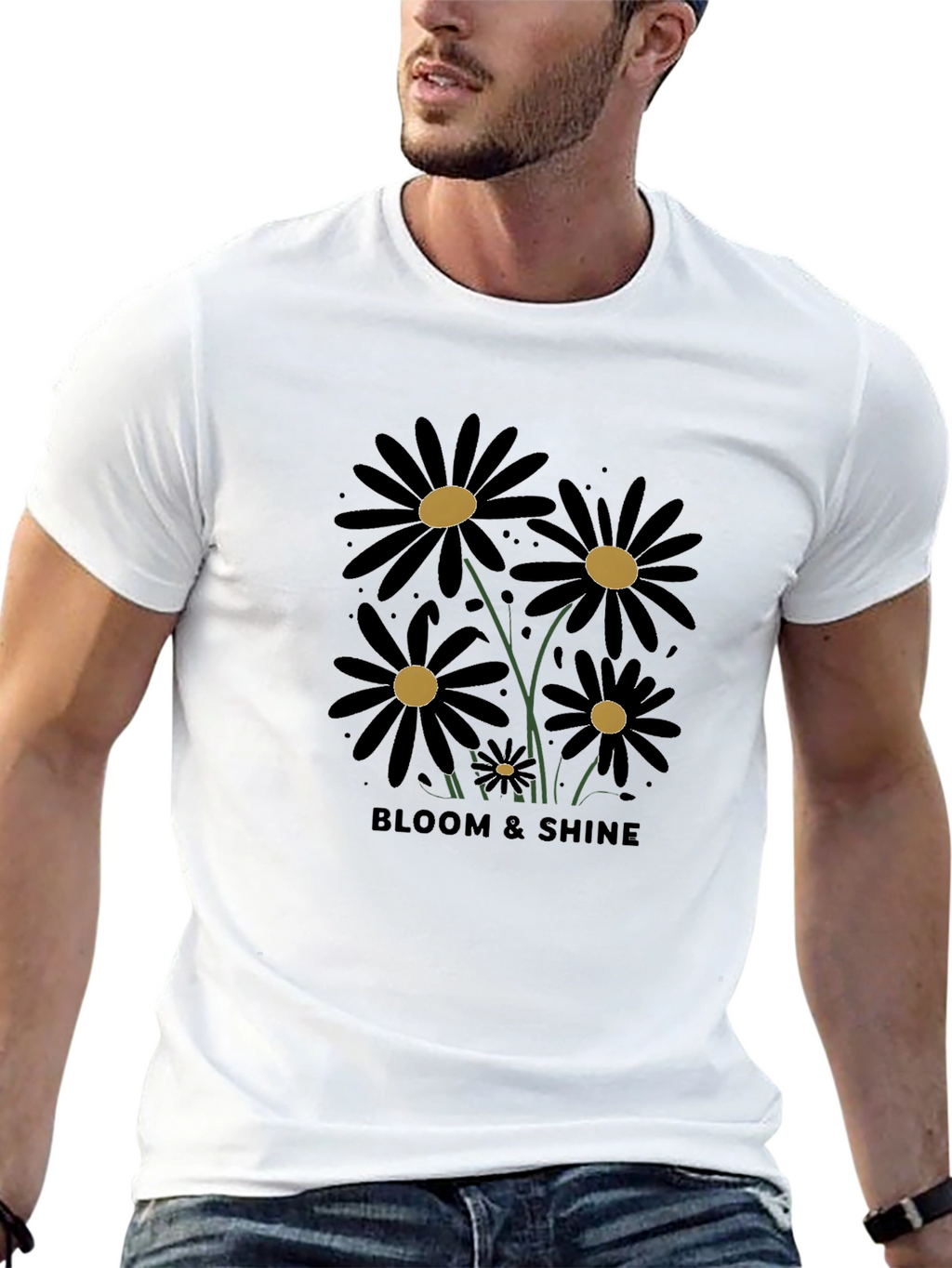 Bloom & Shine Black Daisy Graphic Tee