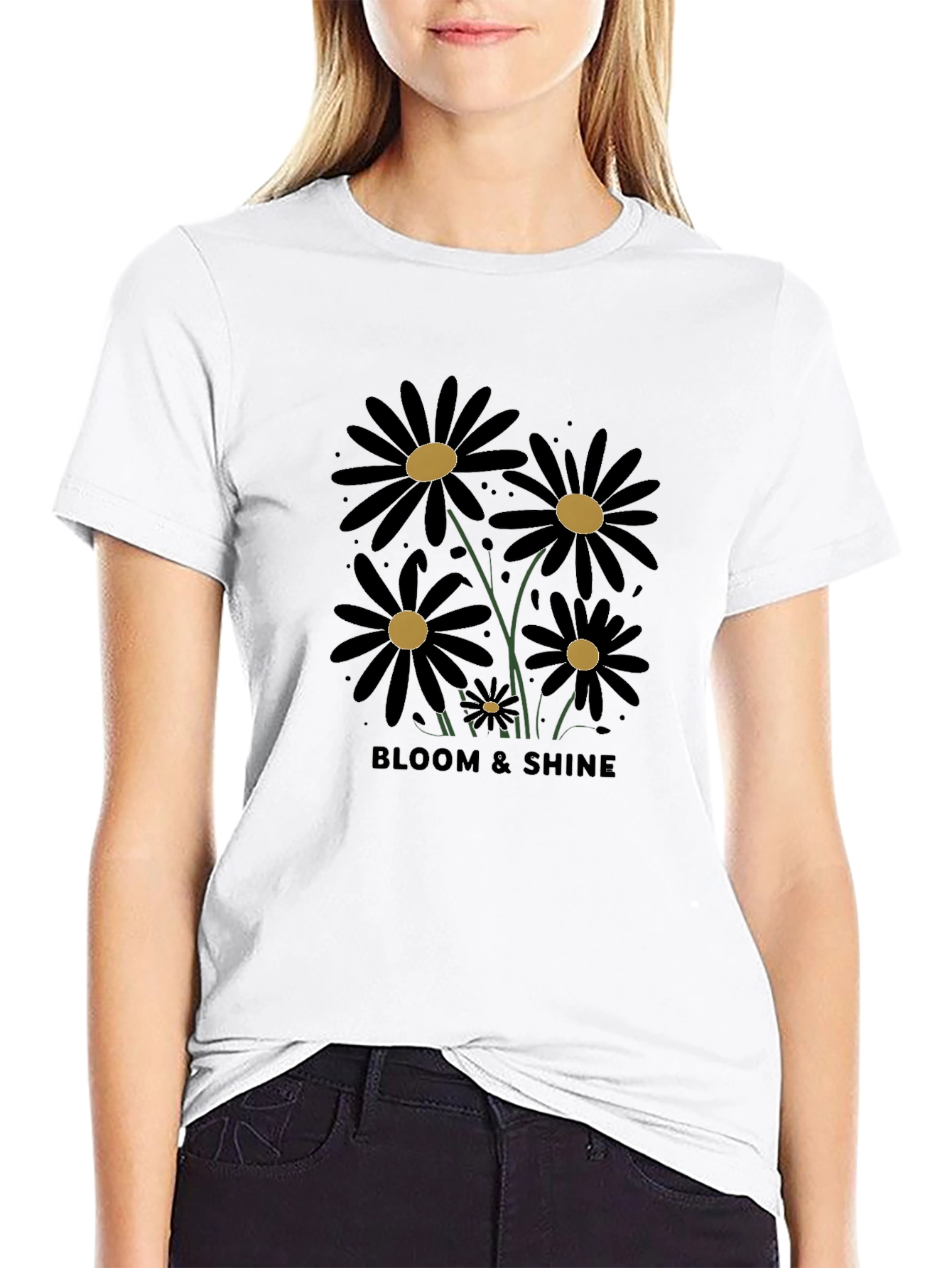 Bloom & Shine Black Daisy Graphic Tee