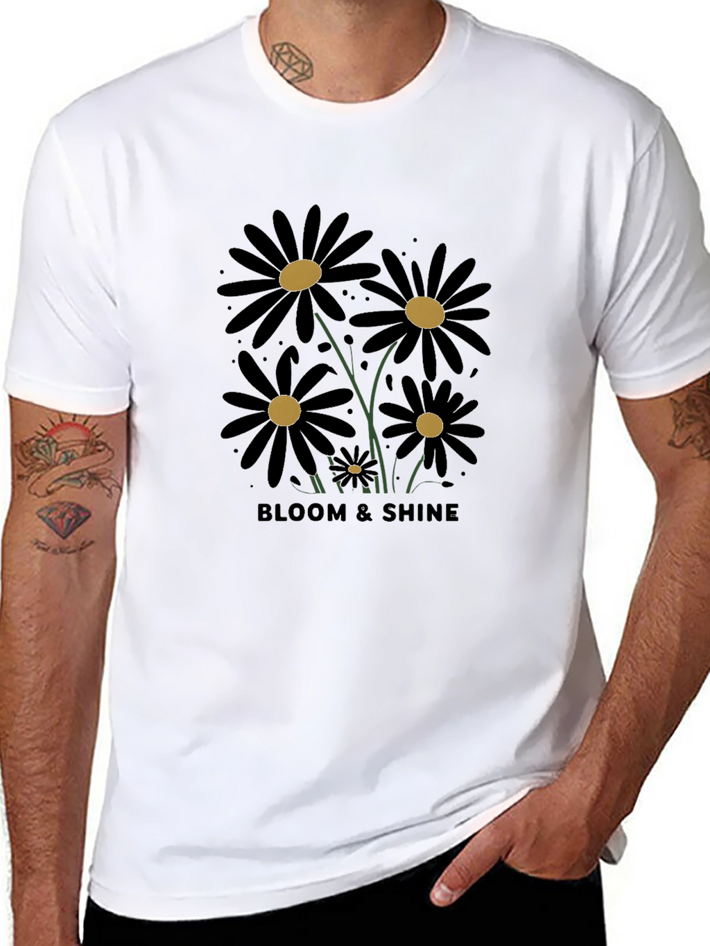 Bloom & Shine Black Daisy Graphic Tee