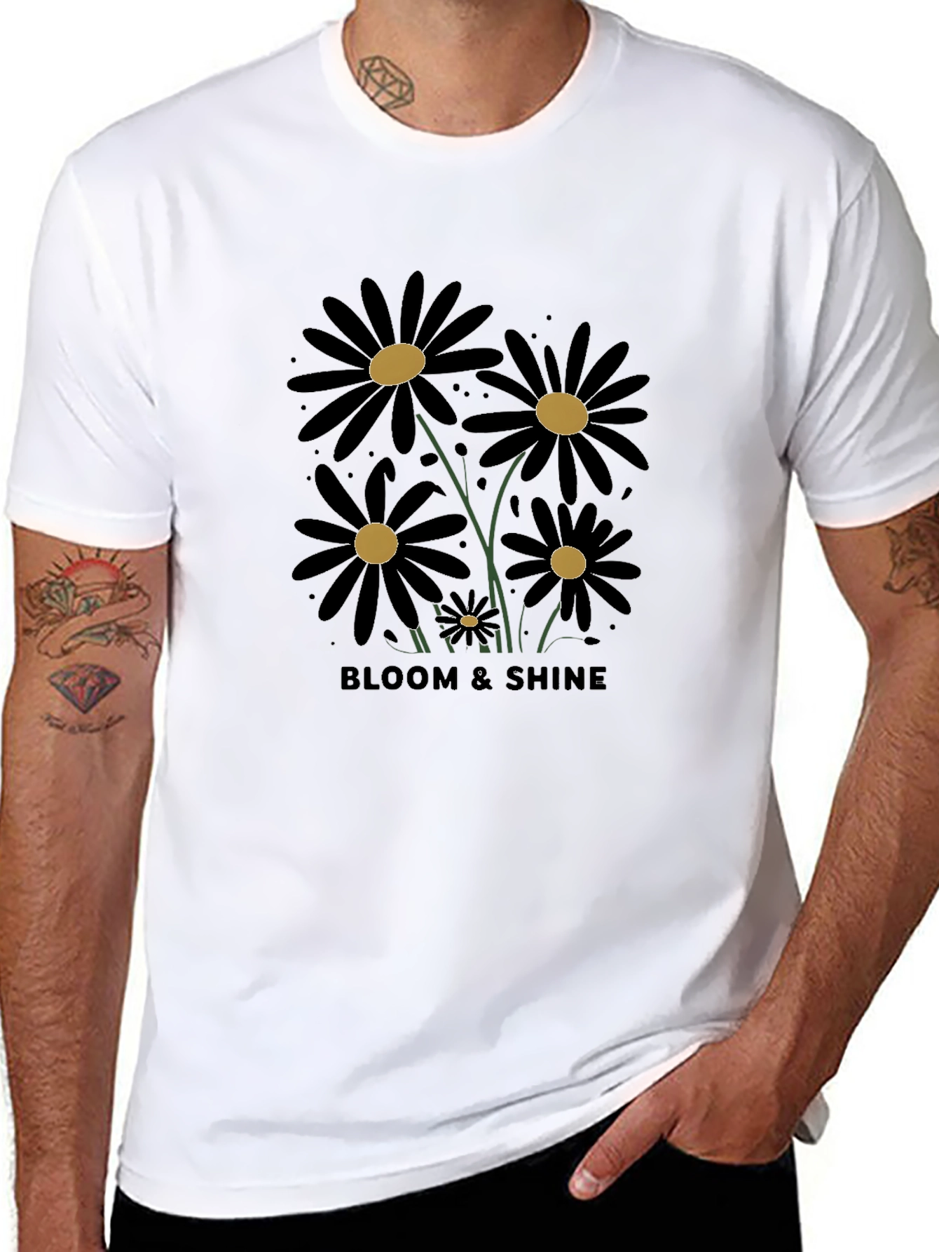 Bloom & Shine Black Daisy Graphic Tee
