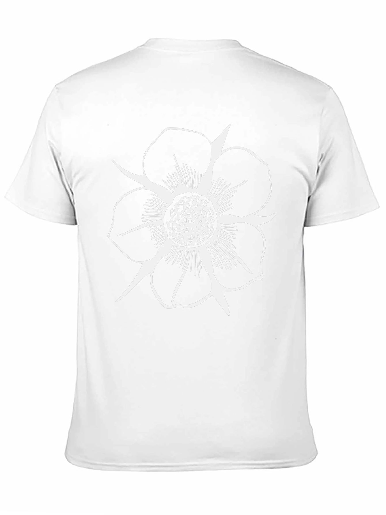 Black T-Shirt with White Flower Design