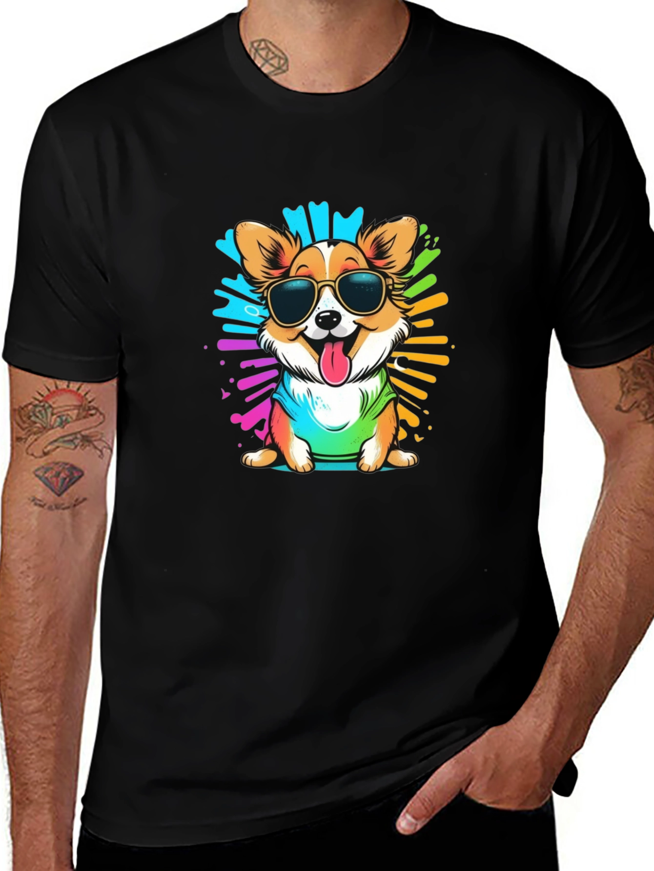 Cool Corgi Splash T-Shirt – Colorful Dog Lover Graphic Tee