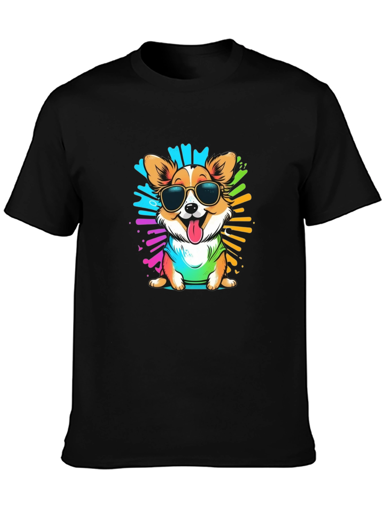 Cool Corgi Splash T-Shirt – Colorful Dog Lover Graphic Tee