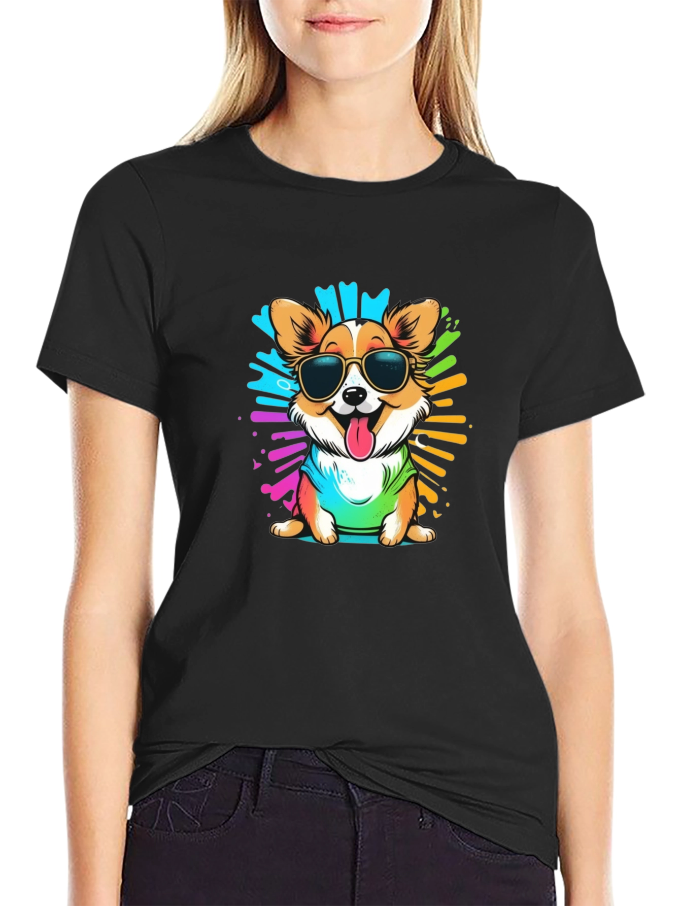 Cool Corgi Splash T-Shirt – Colorful Dog Lover Graphic Tee
