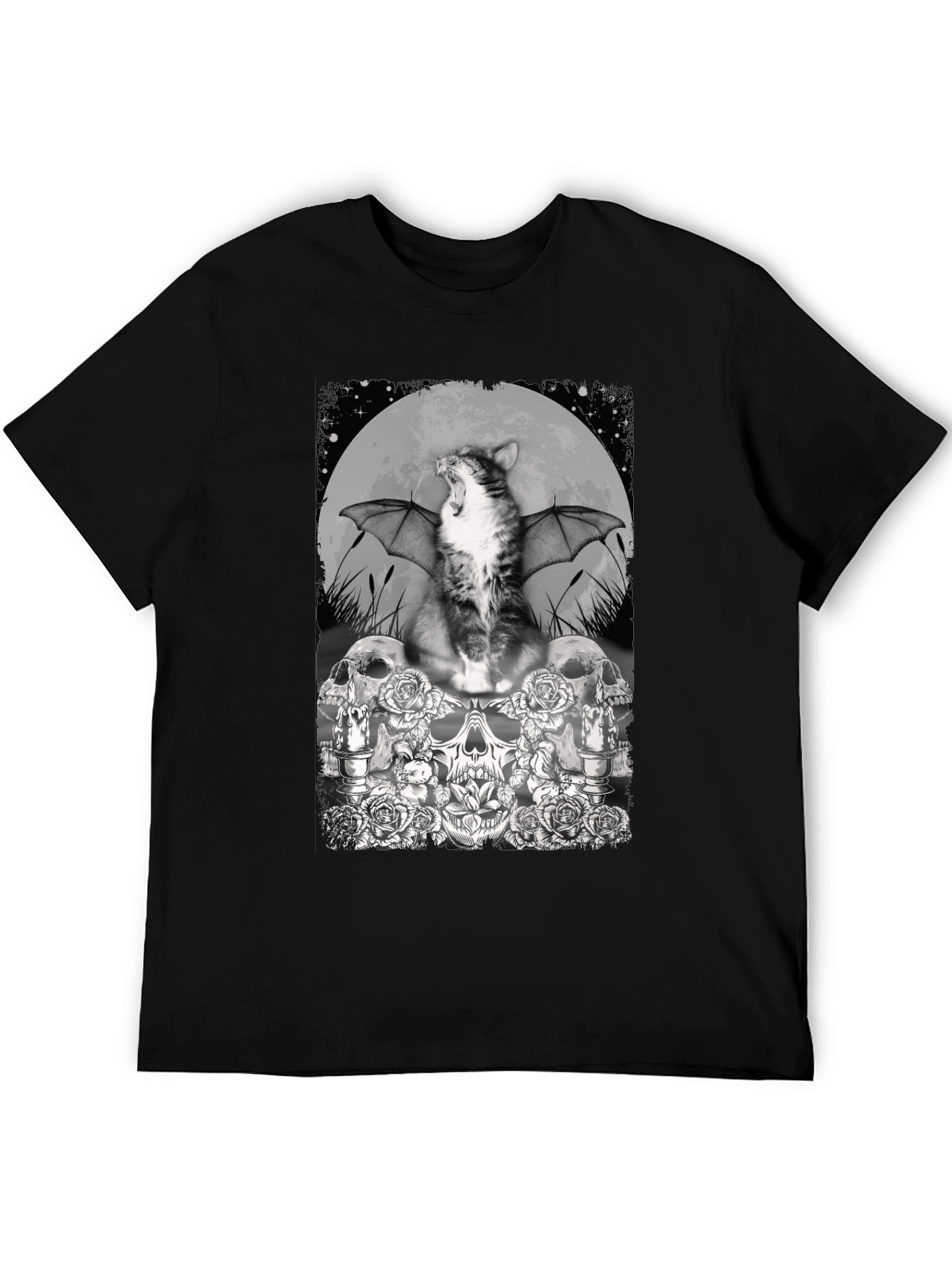 Cat Bat Skull T-Shirt - Gothic Graphic Tee