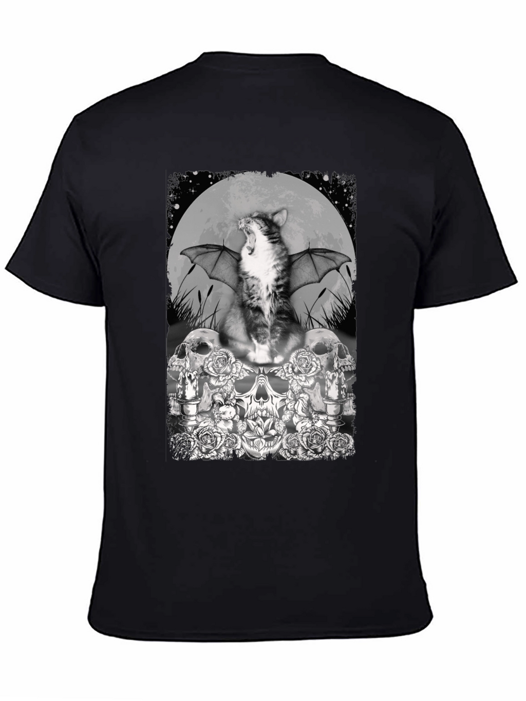 Cat Bat Skull T-Shirt - Gothic Graphic Tee