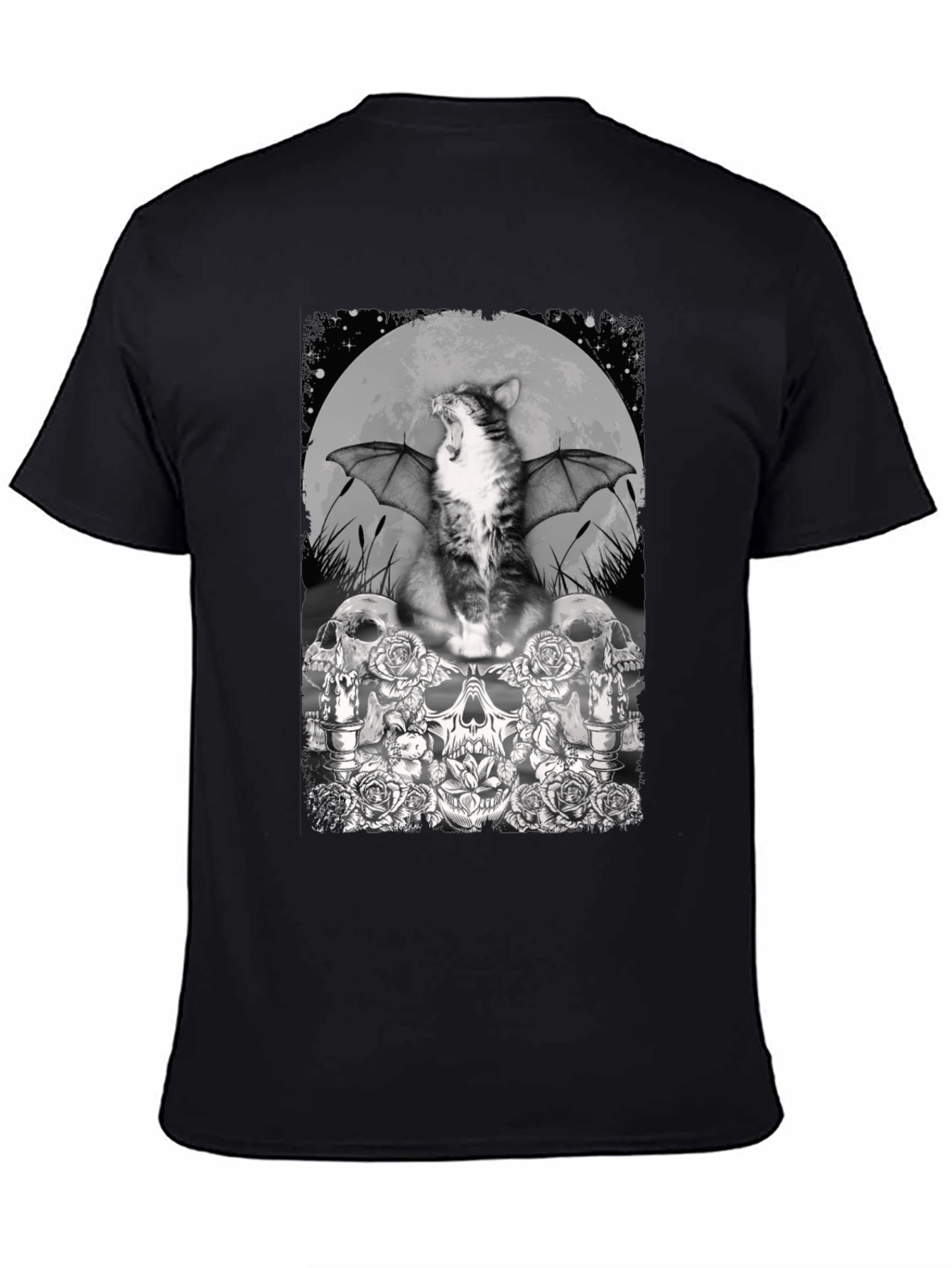 Cat Bat Skull T-Shirt - Gothic Graphic Tee