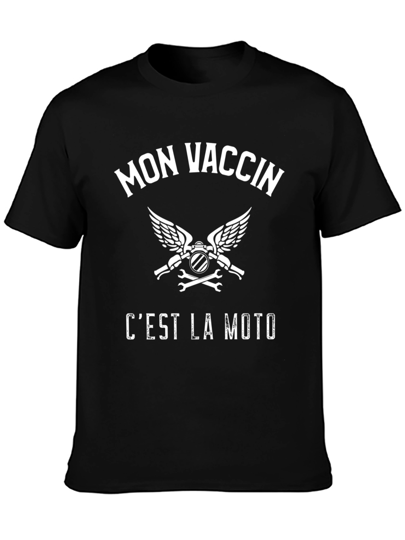 Mon Vaccin Cest La Moto T-Shirt - Black Cotton Graphic Tee
