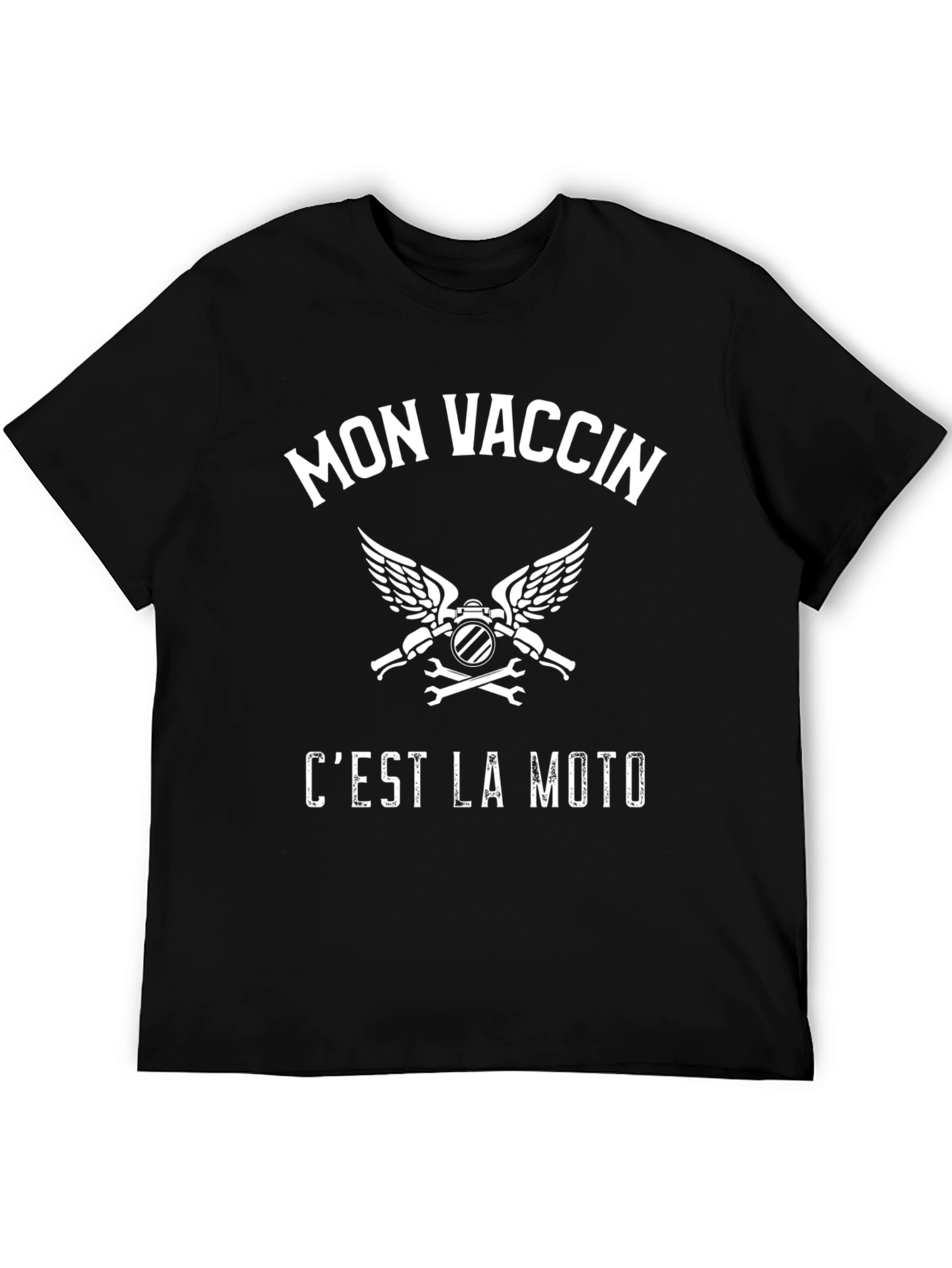 Mon Vaccin Cest La Moto T-Shirt - Black Cotton Graphic Tee