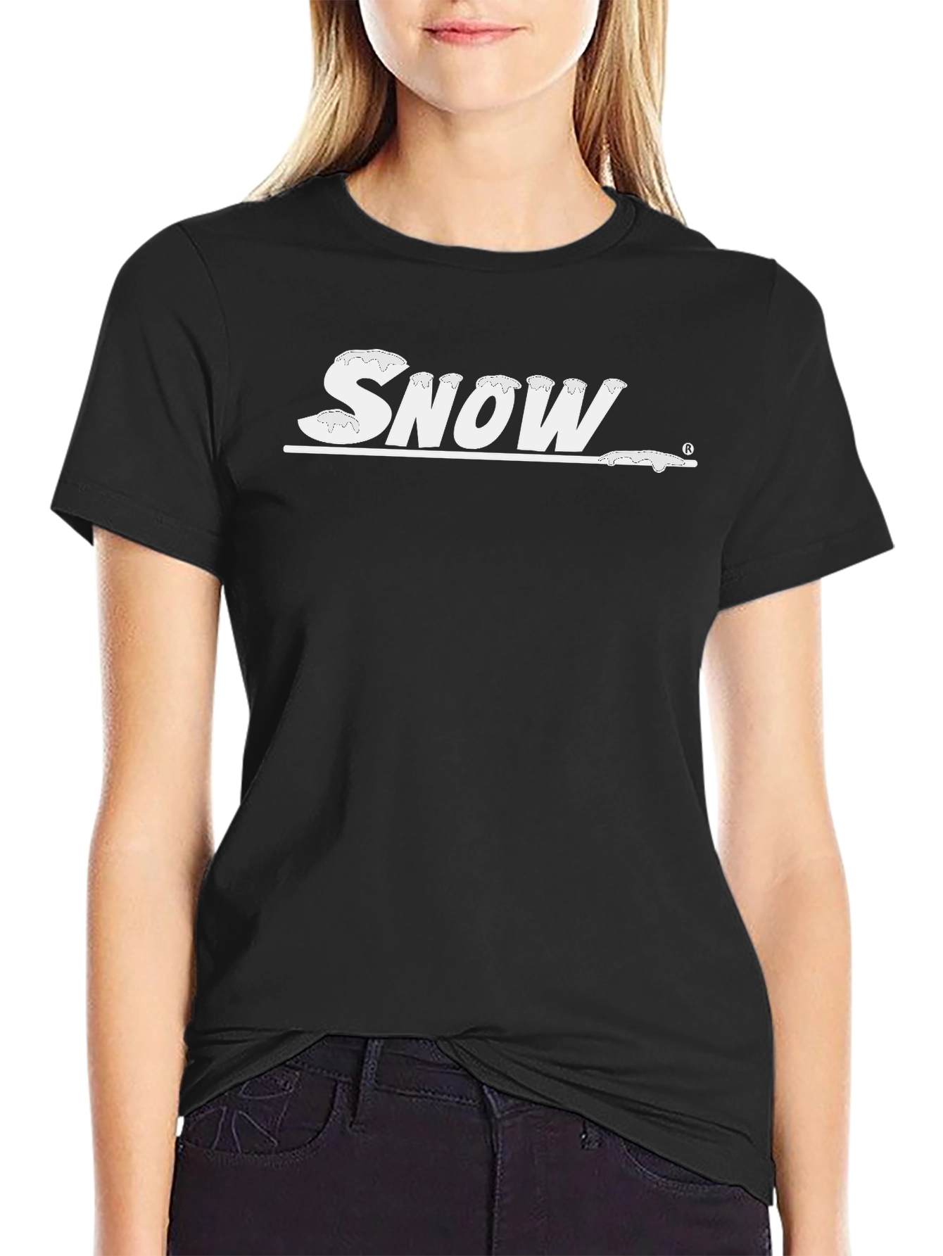 Snow Graphic Tee - Black Cotton T-Shirt for Winter Lovers