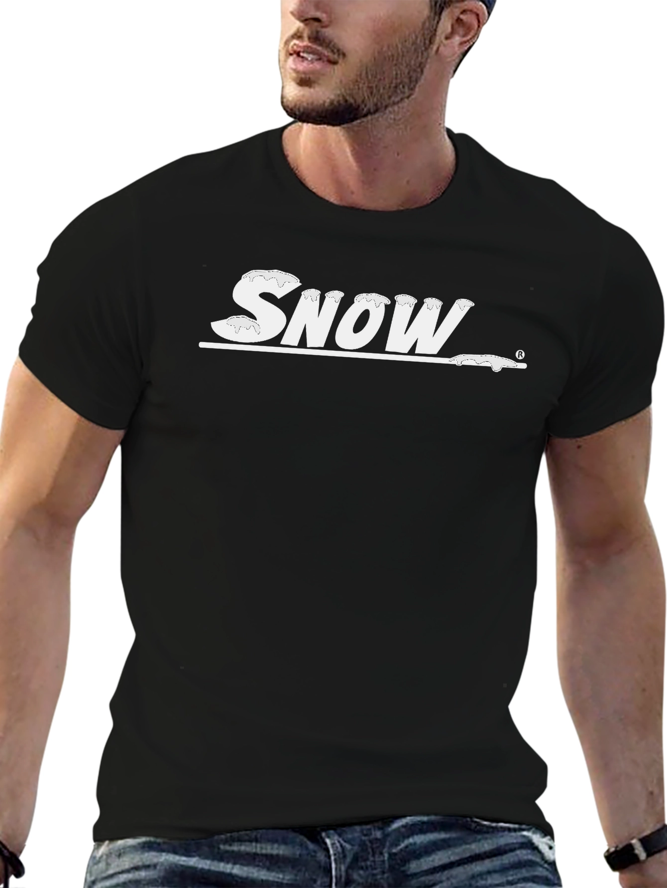 Snow Graphic Tee - Black Cotton T-Shirt for Winter Lovers