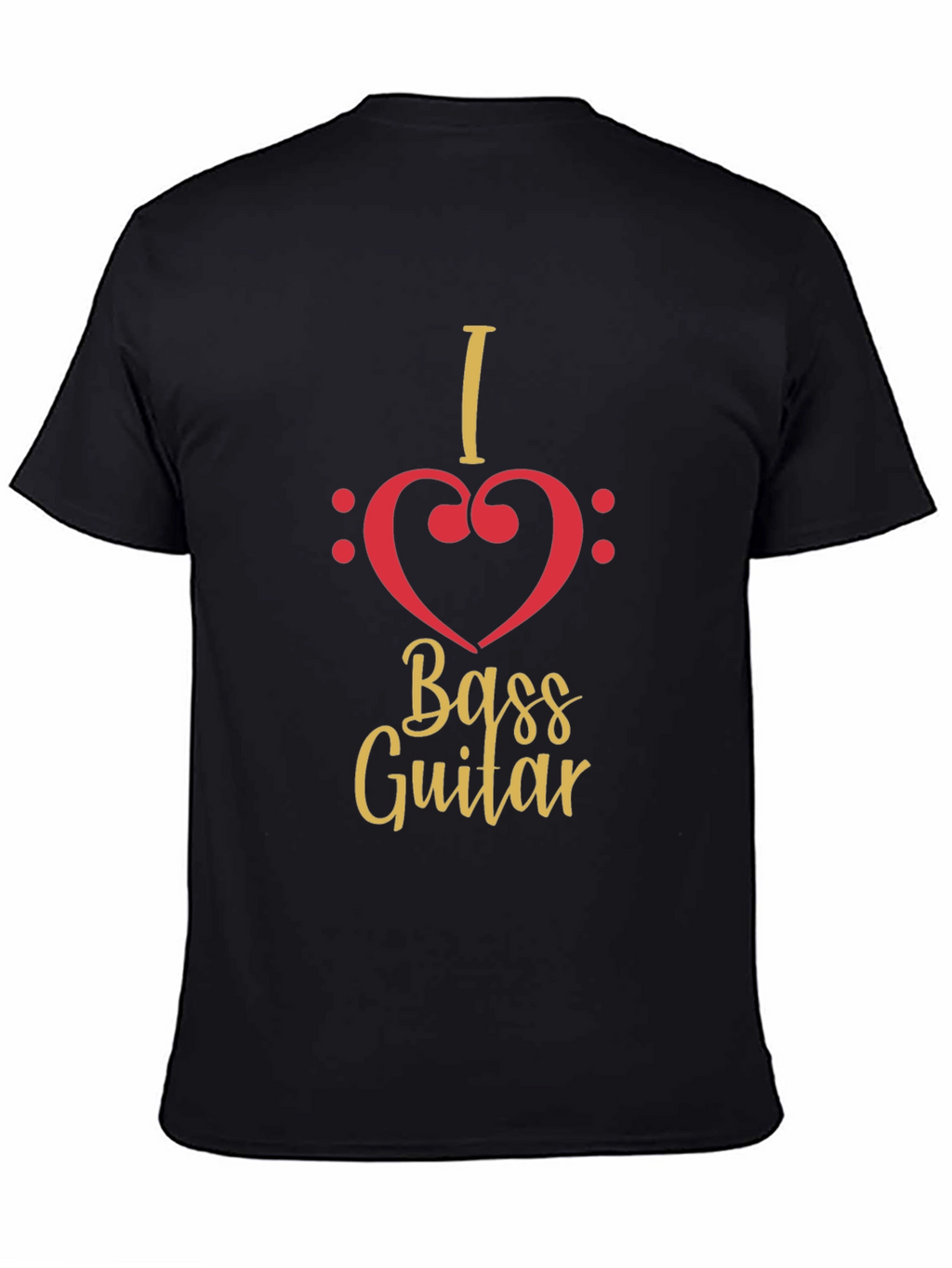 I Heart Bass Guitar Black T-Shirt