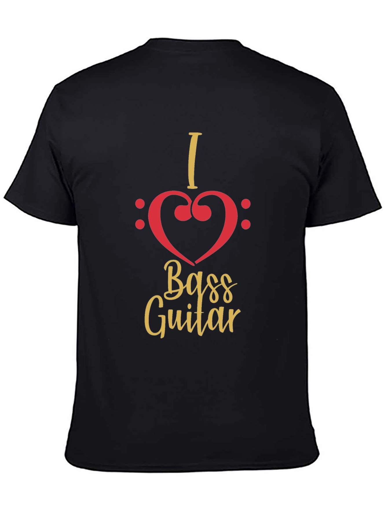 I Heart Bass Guitar Black T-Shirt