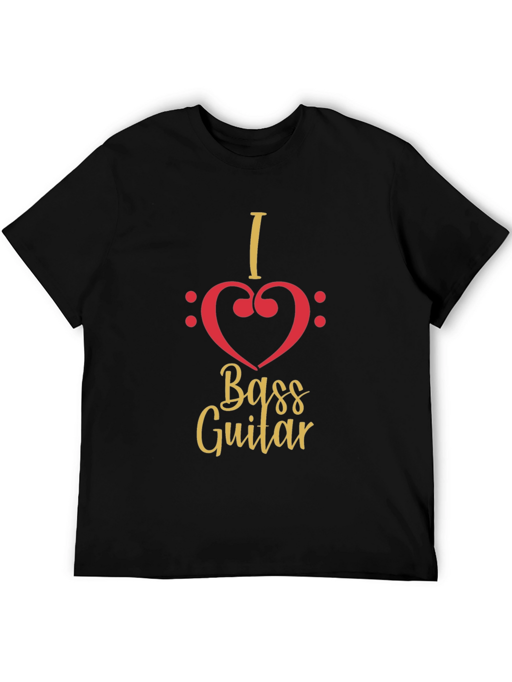 I Heart Bass Guitar Black T-Shirt