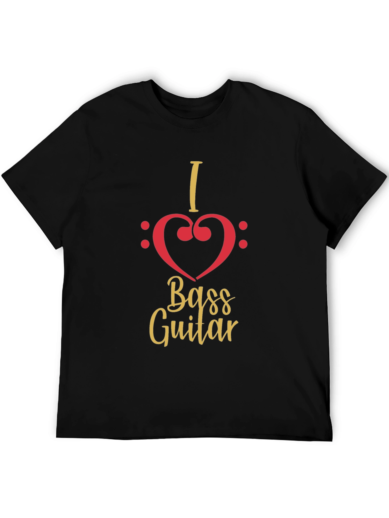 I Heart Bass Guitar Black T-Shirt