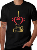 I Heart Bass Guitar Black T-Shirt