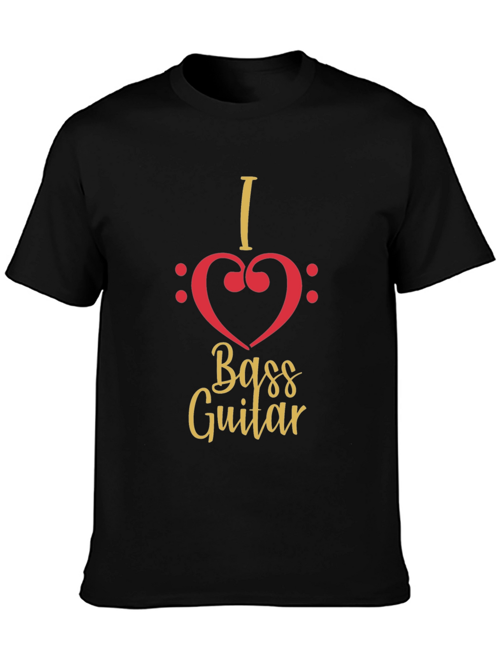 I Heart Bass Guitar Black T-Shirt