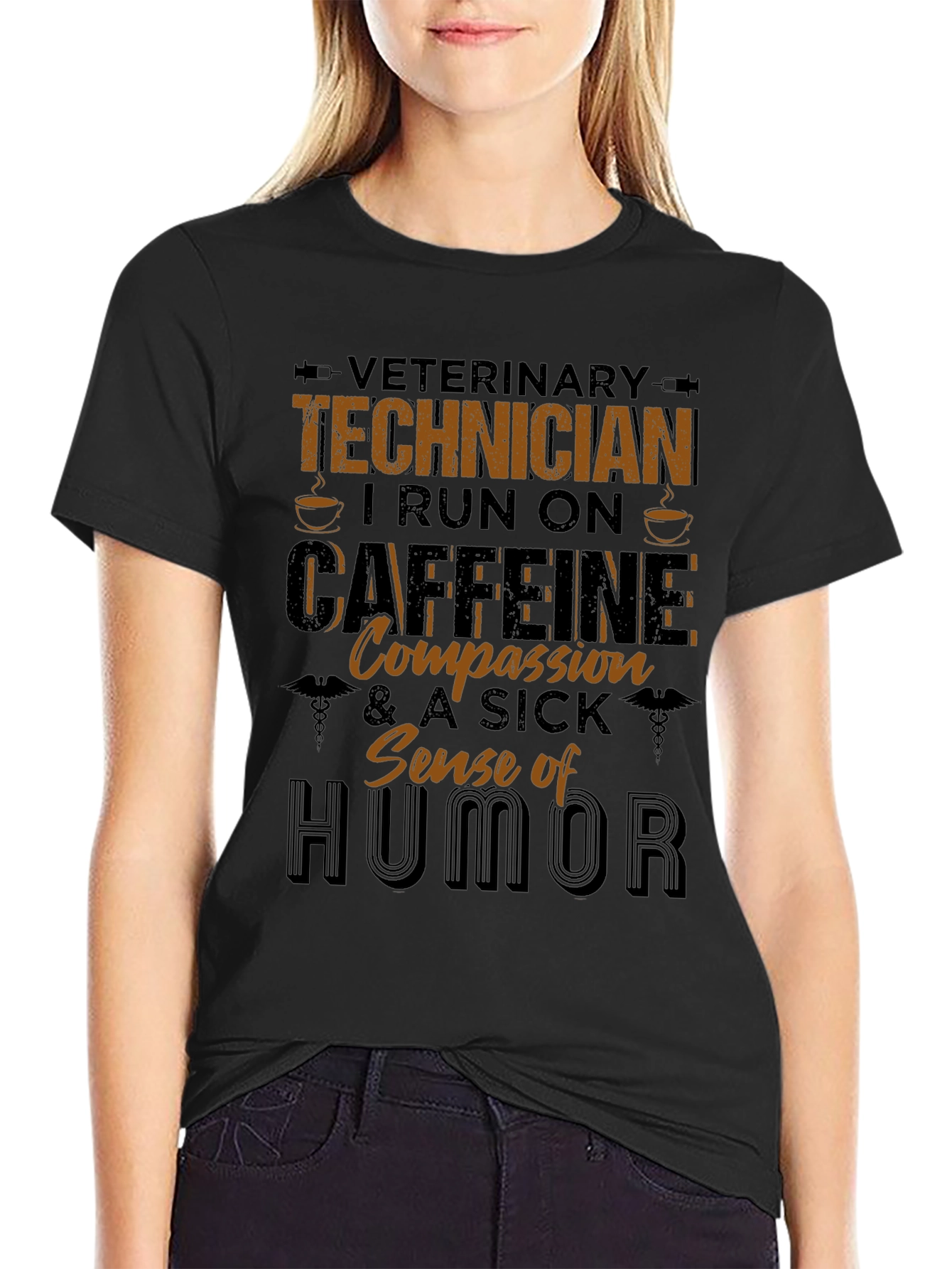 Veterinary Technician Caffeine & Humor T-Shirt