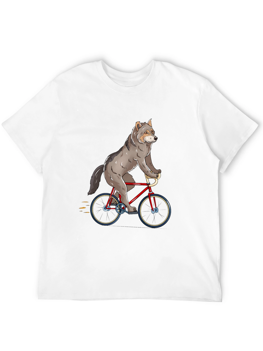 Wolf Riding Bike Graphic T-Shirt