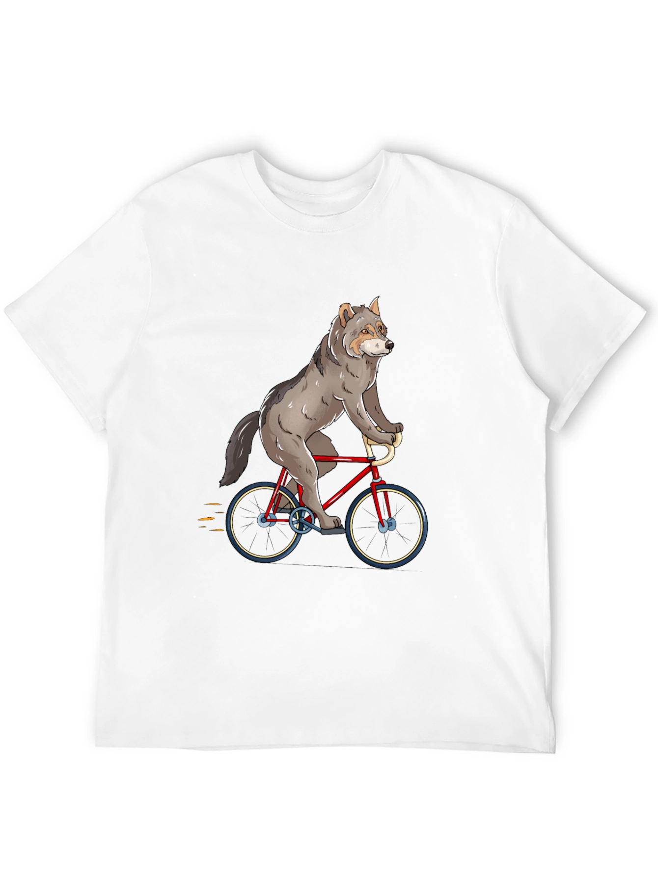 Wolf Riding Bike Graphic T-Shirt