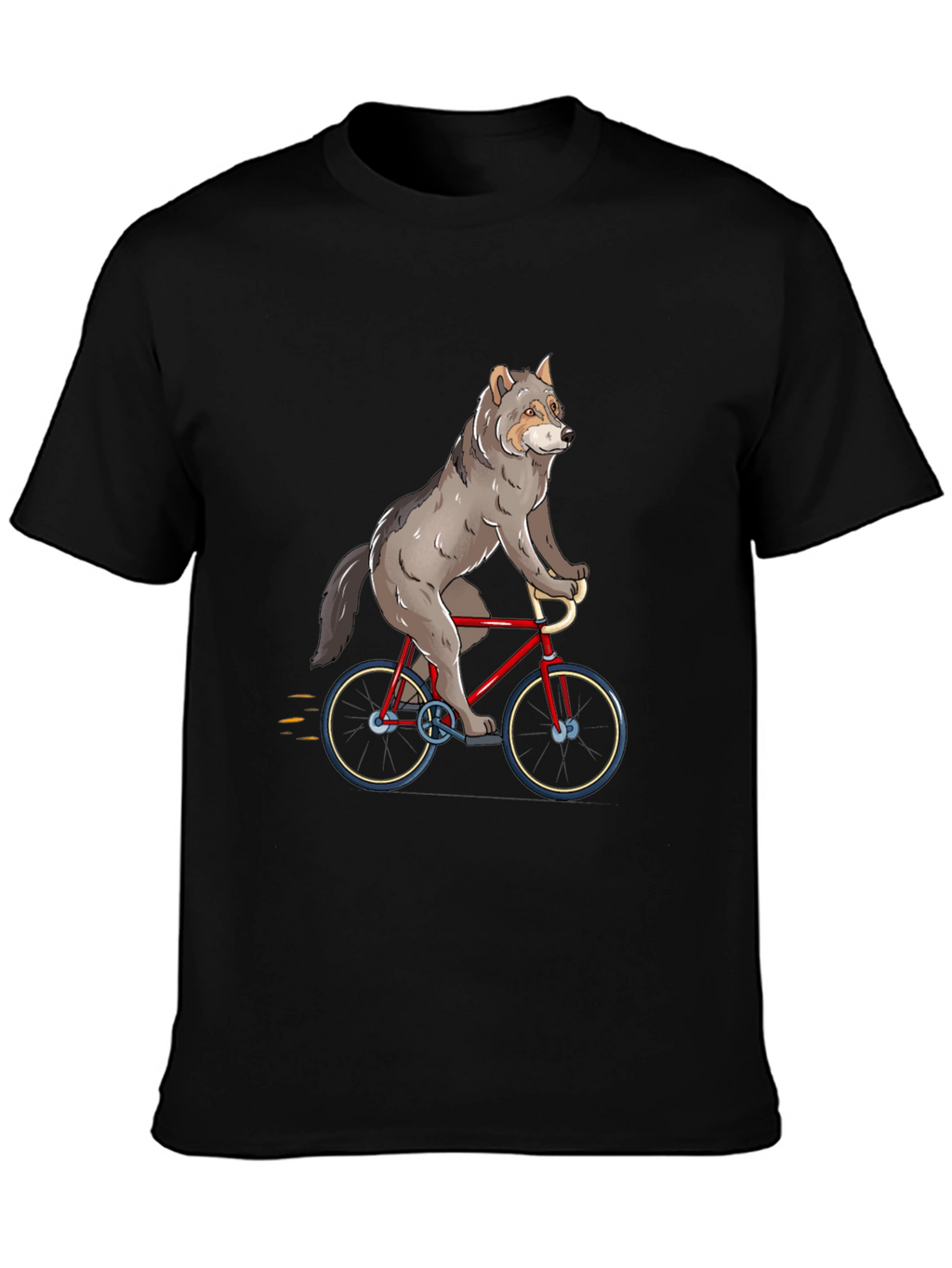 Wolf Riding Bike Graphic T-Shirt