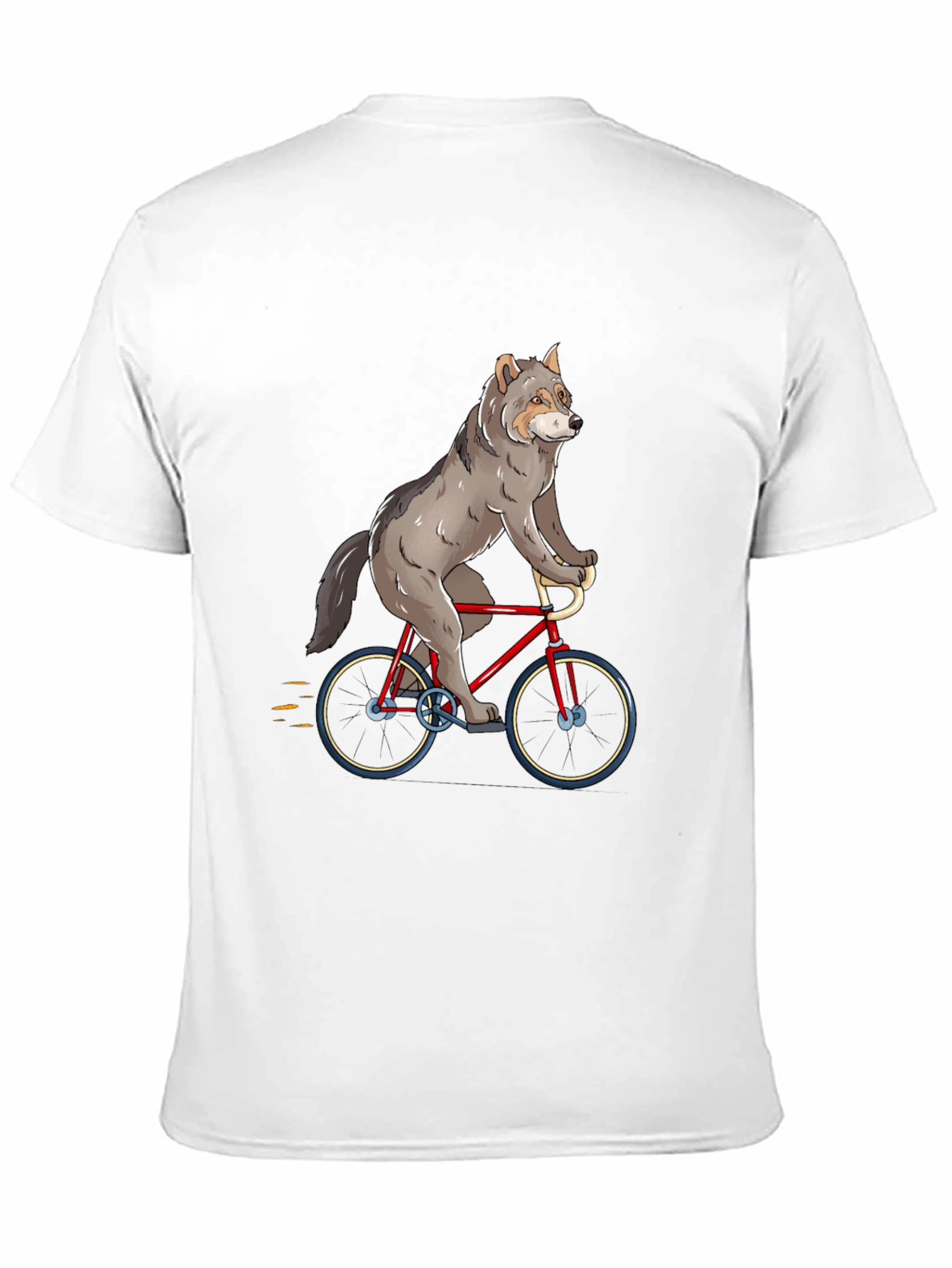 Wolf Riding Bike Graphic T-Shirt