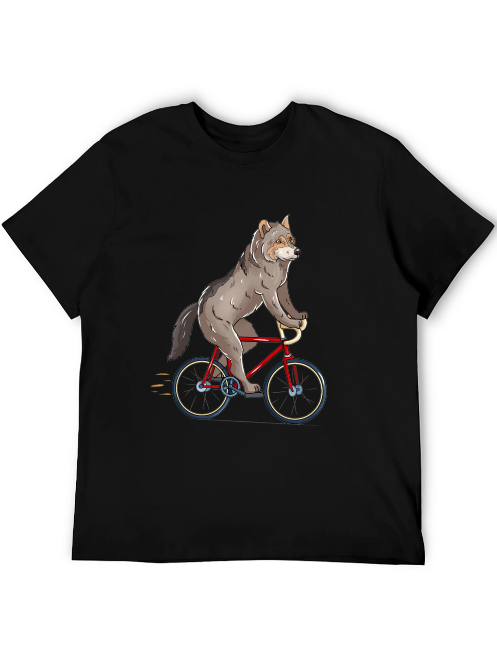 Wolf Riding Bike Graphic T-Shirt