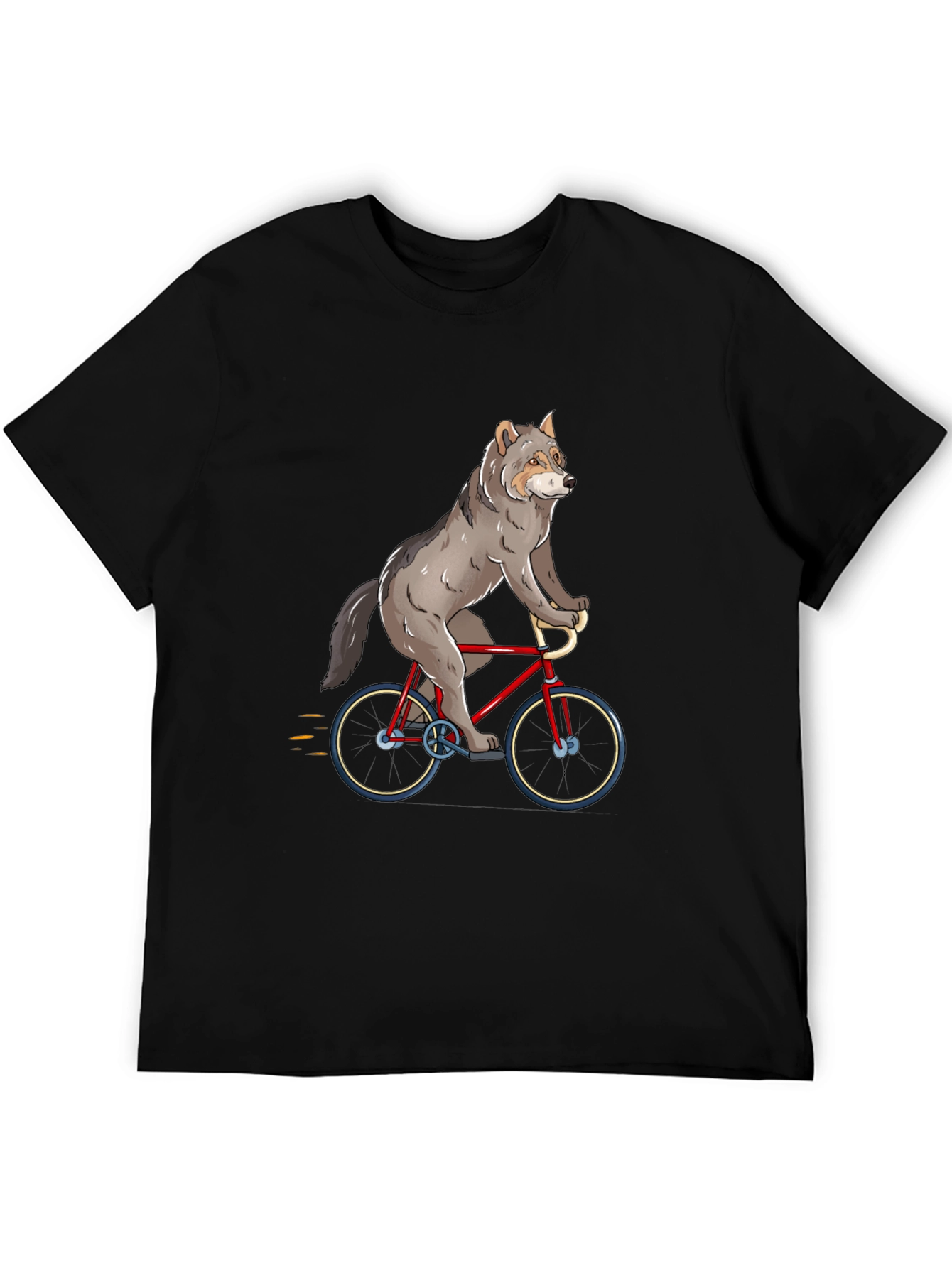 Wolf Riding Bike Graphic T-Shirt