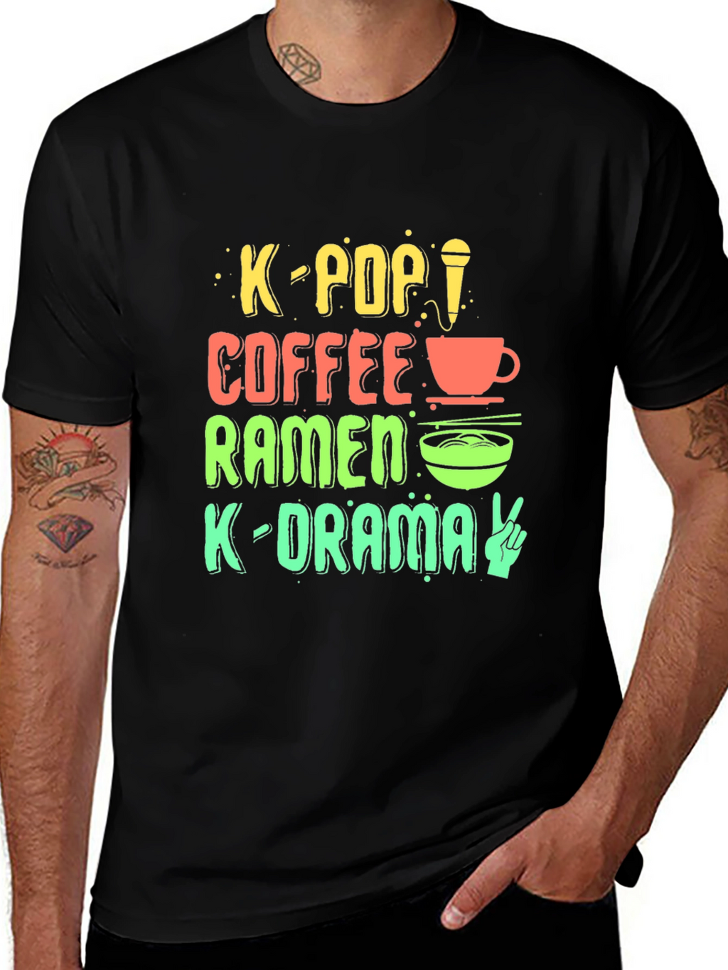 K-Pop Fan T-Shirt: Coffee Ramen K-Drama Design