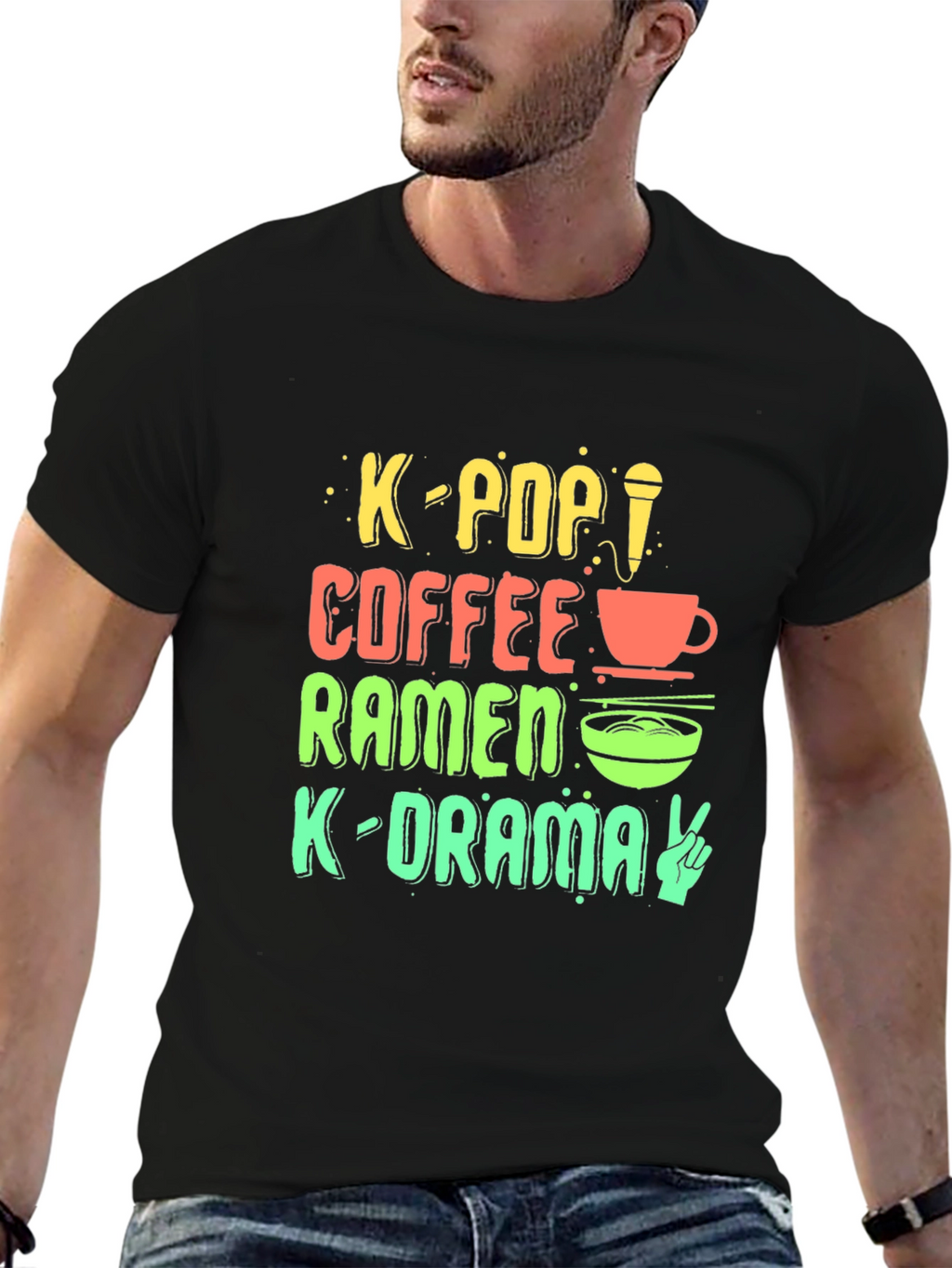 K-Pop Fan T-Shirt: Coffee Ramen K-Drama Design