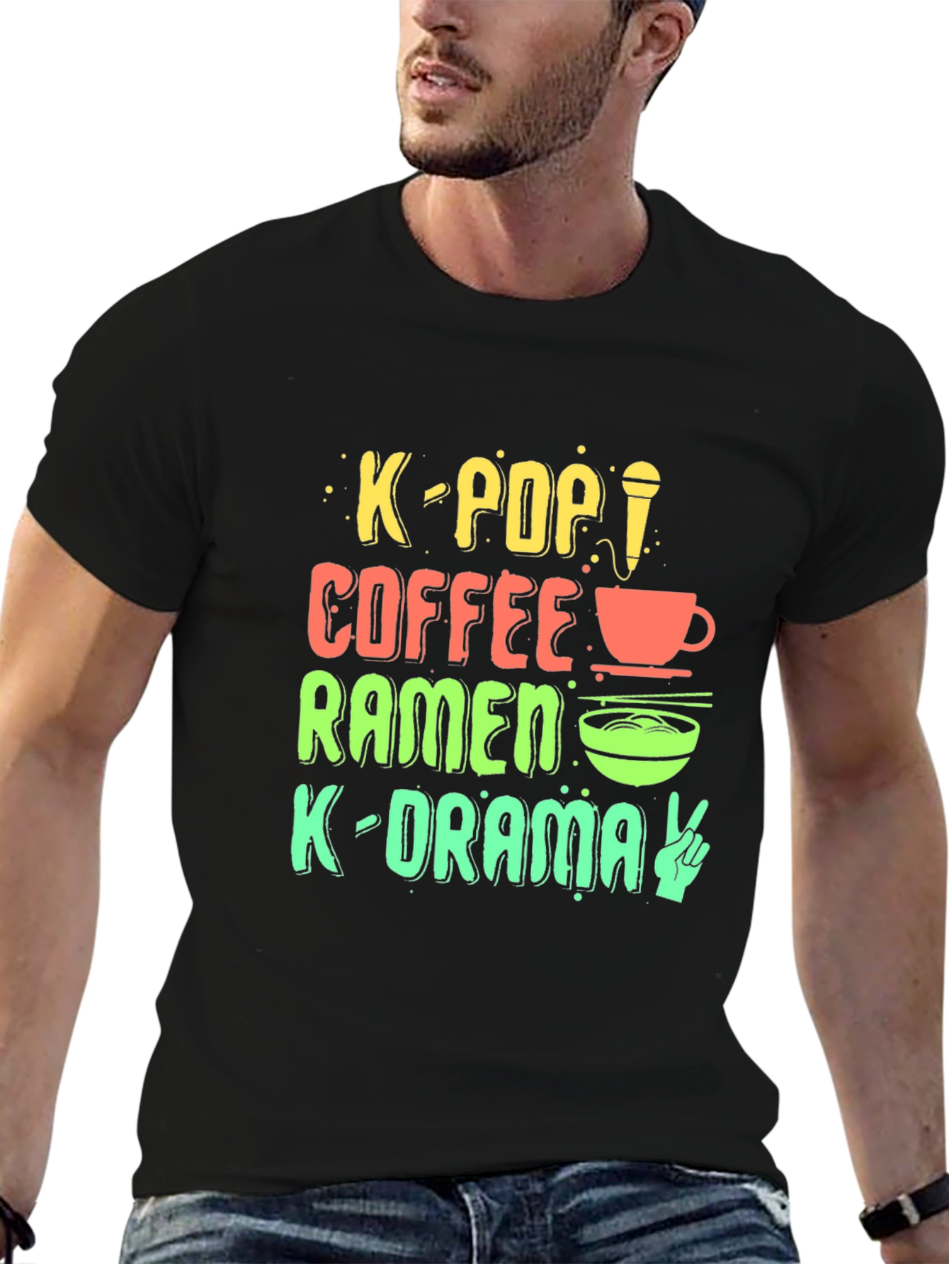 K-Pop Fan T-Shirt: Coffee Ramen K-Drama Design