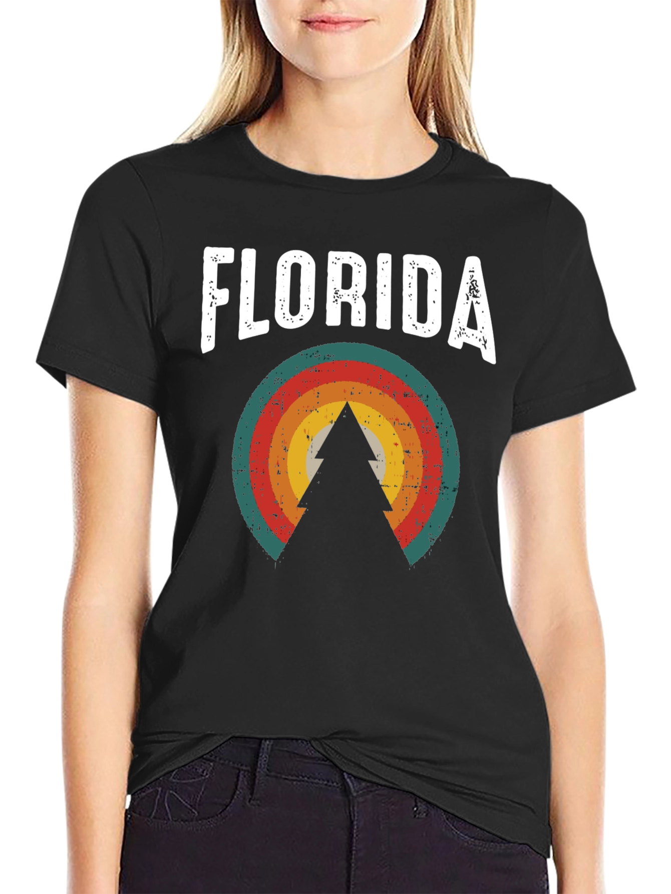 Florida Retro Graphic Tee - Tree & Sunset Design