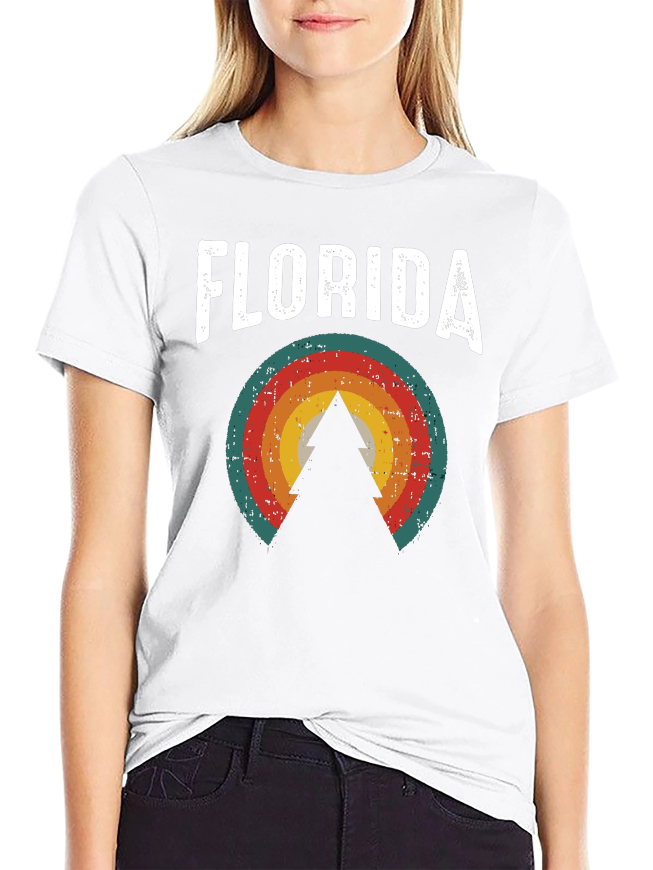 Florida Retro Graphic Tee - Tree & Sunset Design