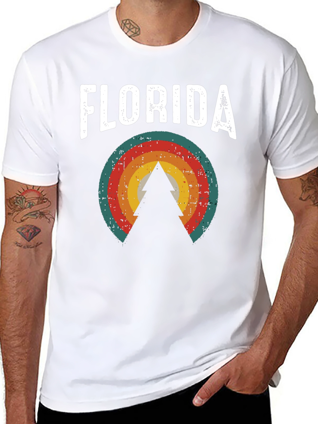 Florida Retro Graphic Tee - Tree & Sunset Design