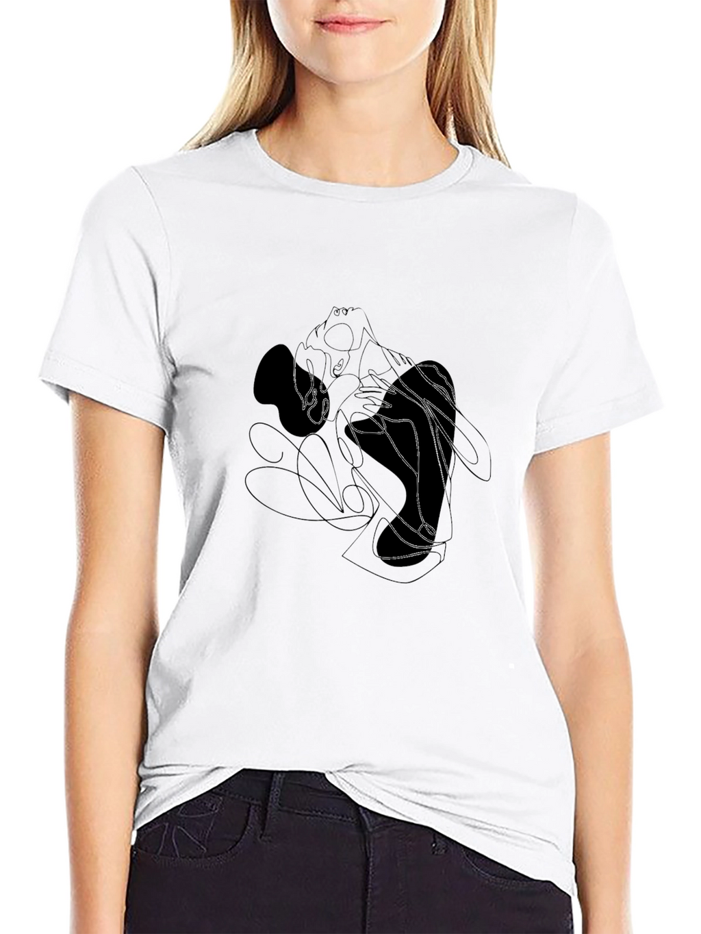 Abstract Line Art Graphic Black T-Shirt