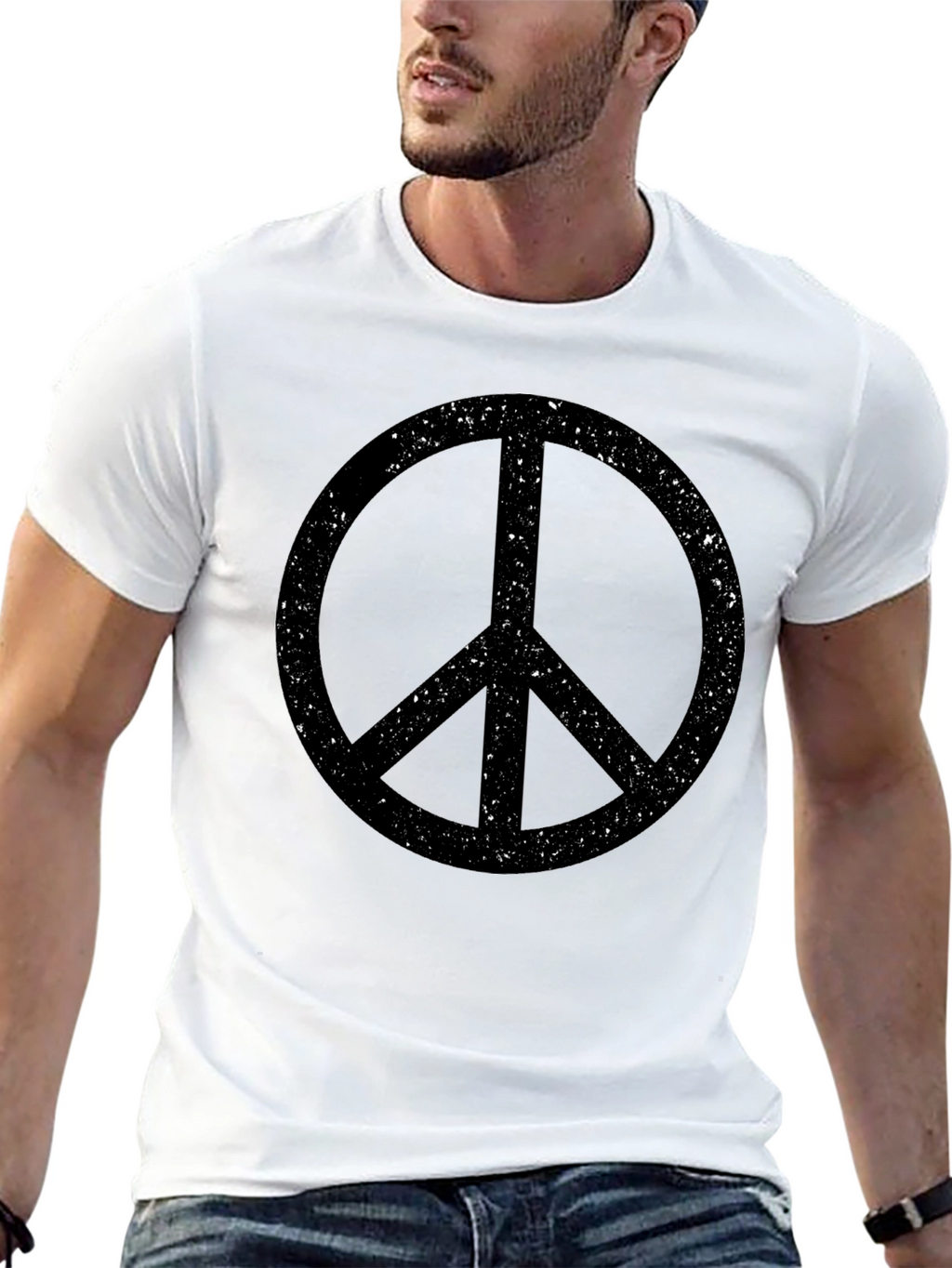 Retro Peace Sign T-Shirt - Black Graphic Tee