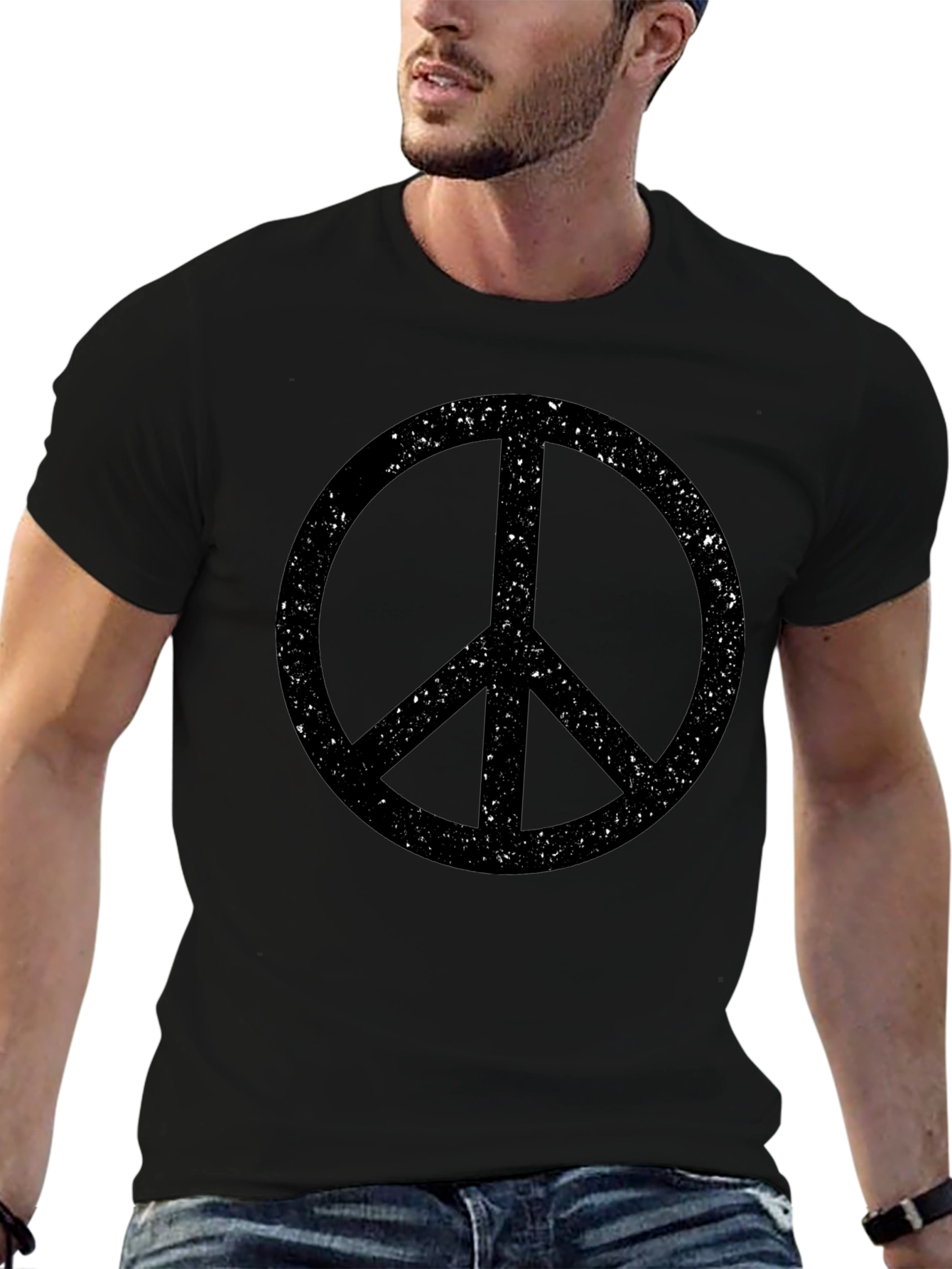 Retro Peace Sign T-Shirt - Black Graphic Tee