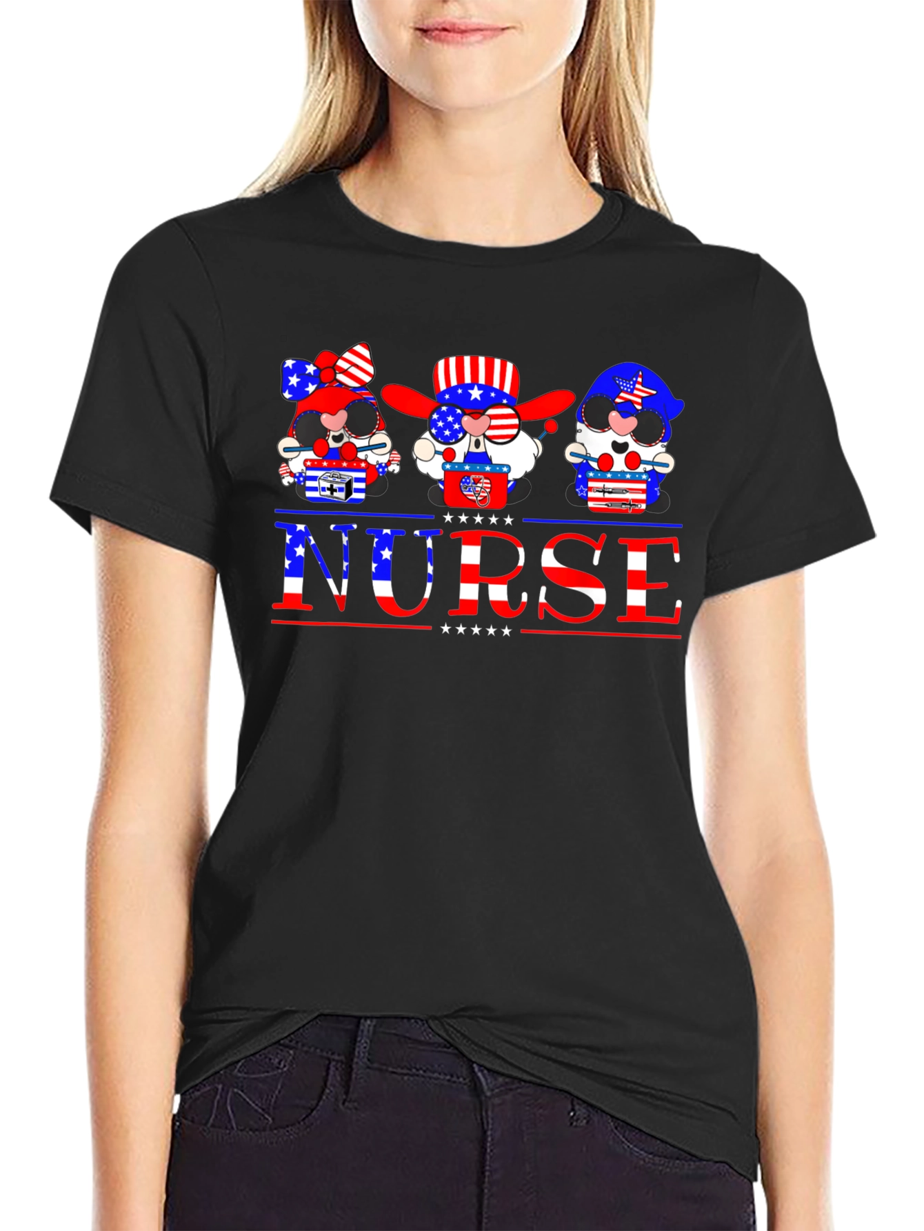 Patriotic Nurse Gnome T-Shirt