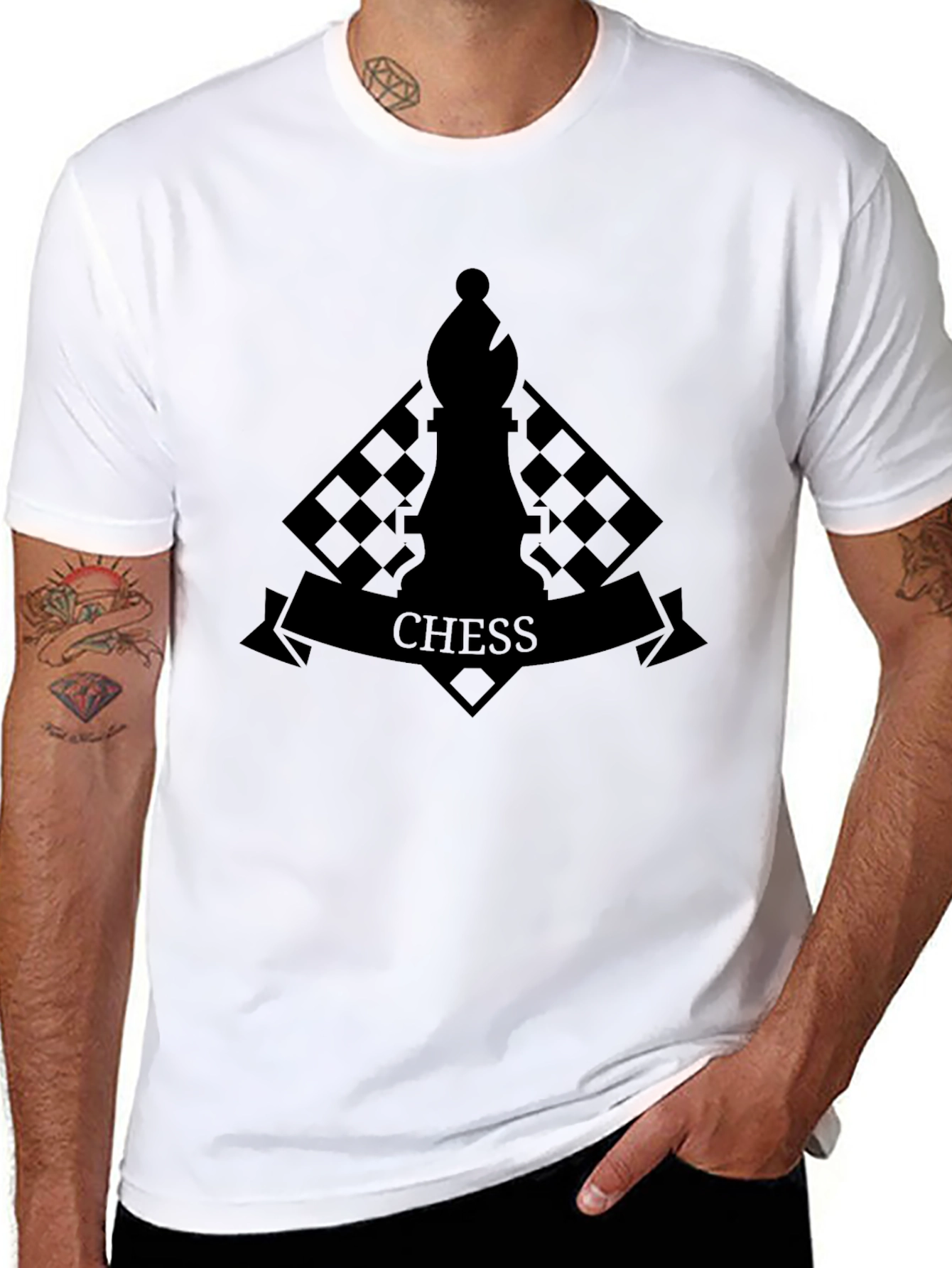 Chess Emblem Graphic T-Shirt - Black